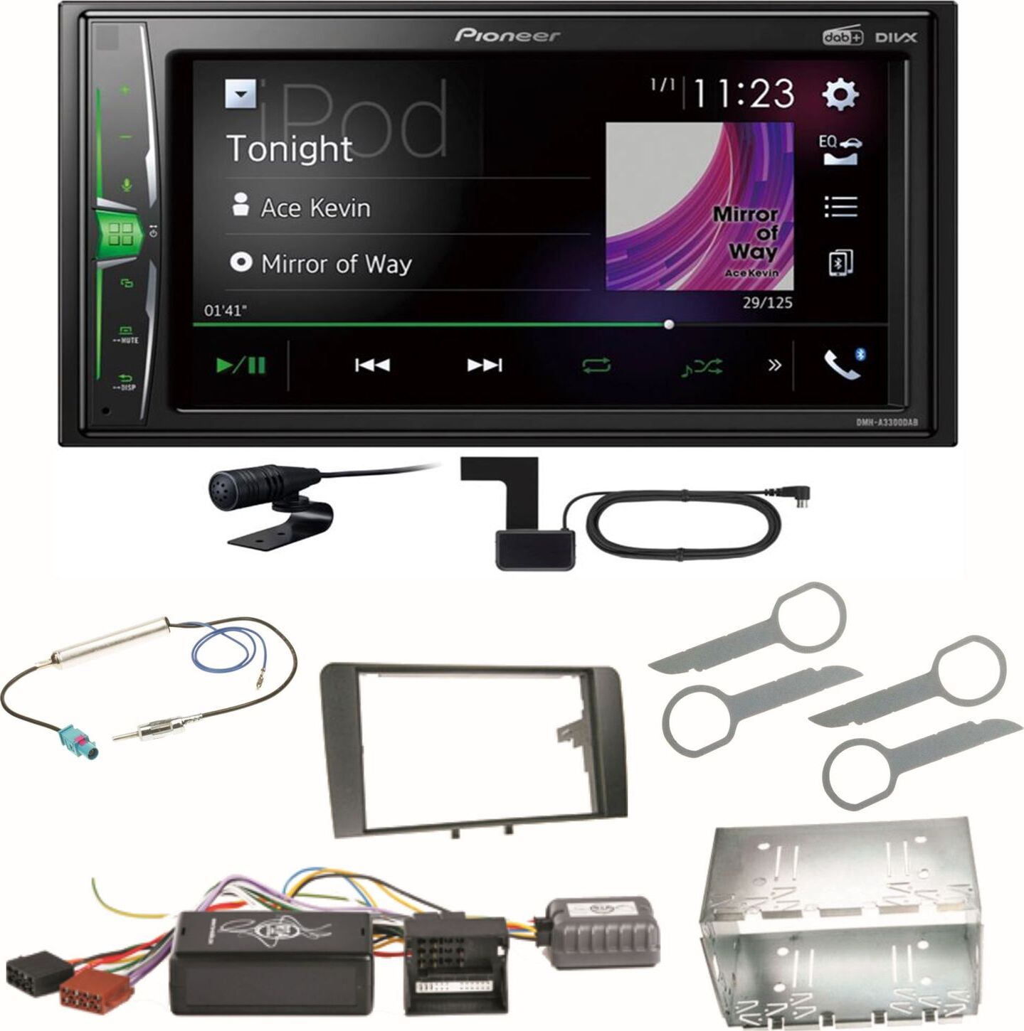 Pioneer DMH-A3300DAB Digitalradio Bluetooth WebLink Einbauset für Audi A3 8P 8PA
