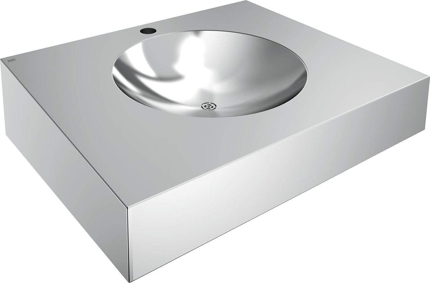 KWC AR Einzelwaschtisch, ANIMA, Edelstahl, 600x160x500 mm, nit Hahnloch 2000100023