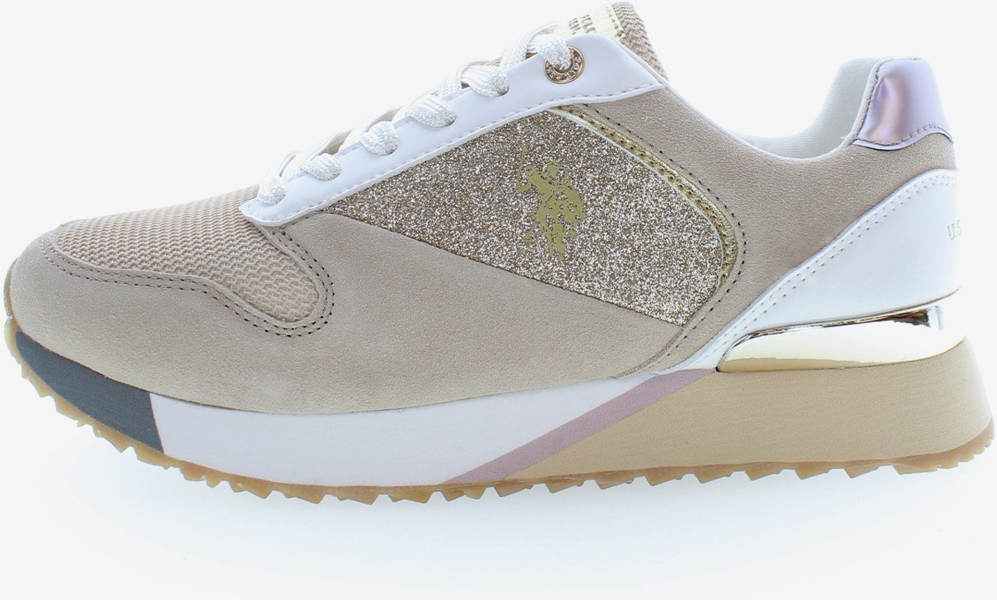 Beige Damen Wildlederschuhe U.S. Polo Assn. Frida FRIDAA006GLITTER-BEI