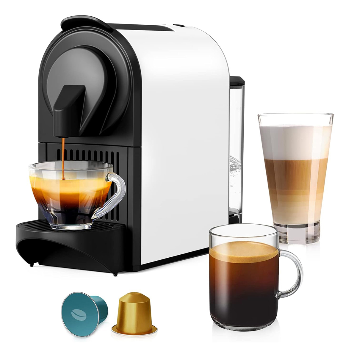 Kaffeemaschinen, Espressokapsel-Kaffeemaschine, Espressokapsel, automatische kleine All-in-One-Kaffeemaschine für zu Hause, 35.4*11.6*24.2cm