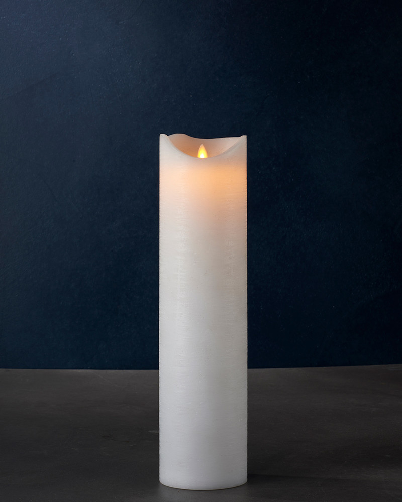 Kerze LED Echtwachs  in weiß mit Silber Sterne 15 cm NEU Pajoma Weihnachten 