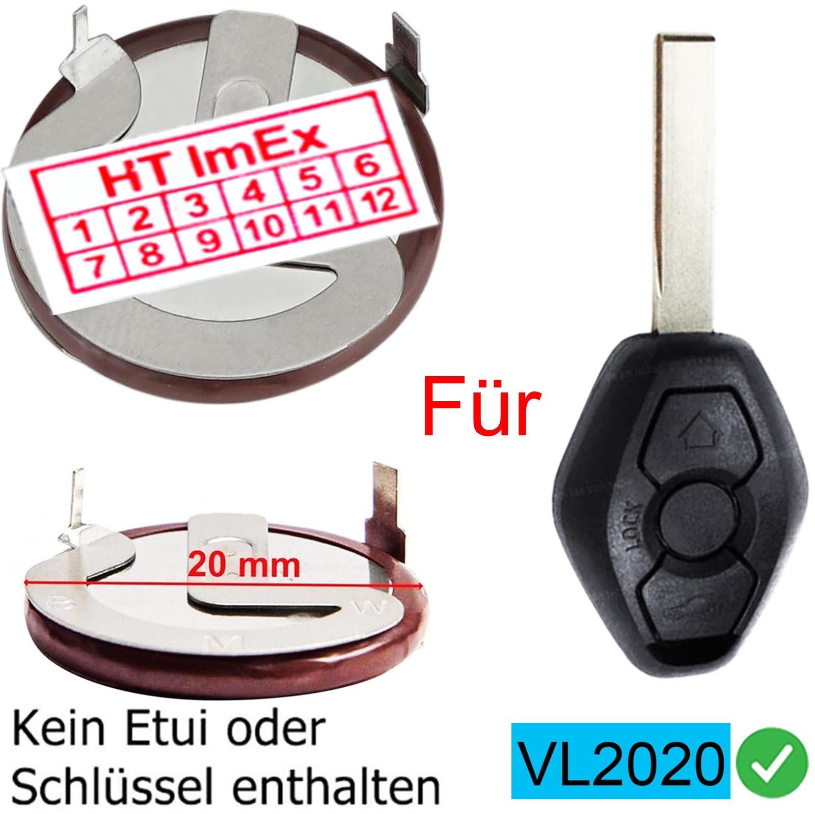 HT ImEx Batterie Battery mit Lötstifte VL2020 kompatibel mit Autoschlüssel BMW X5 2012/01-2013/06 E70 xDrive40i