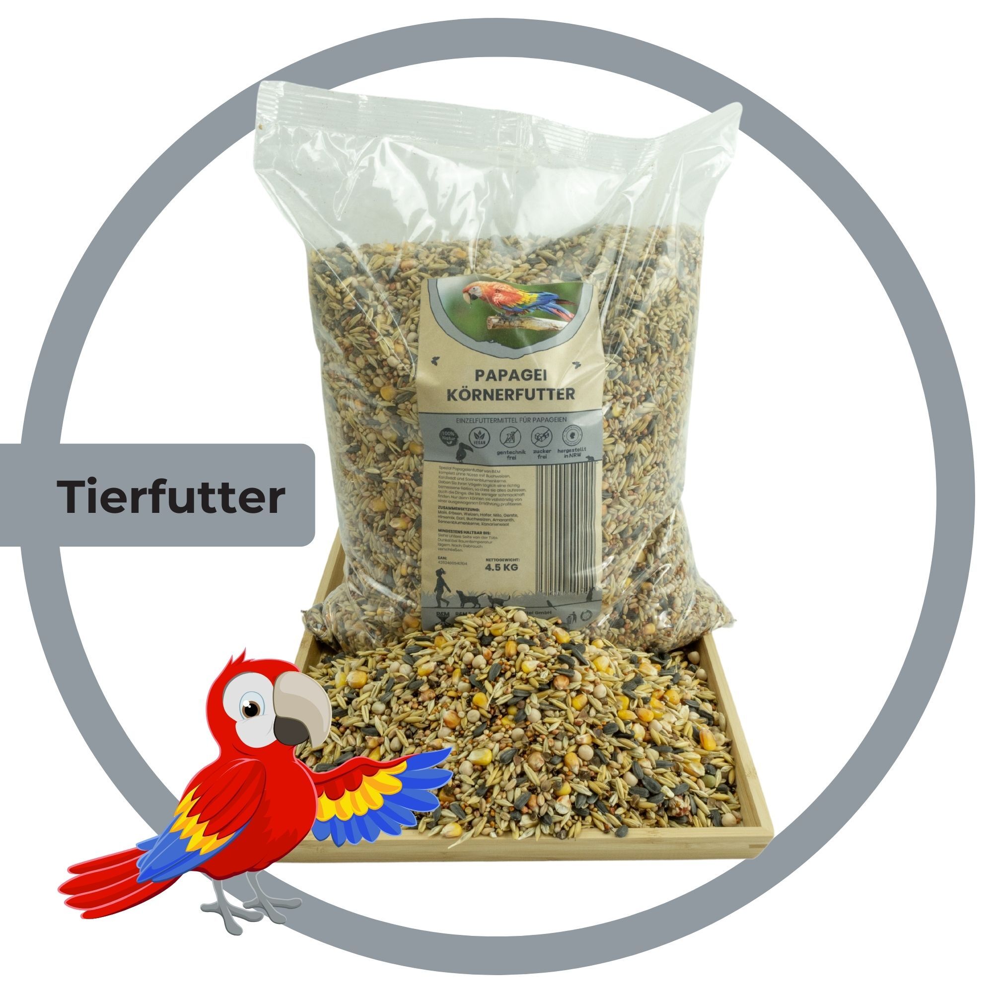 R&M Futter und Lebensmittel R&M Papagei - Futter 4.5 KG | Vogelfutter, Kakadu, Amazonen, Premium Mischung