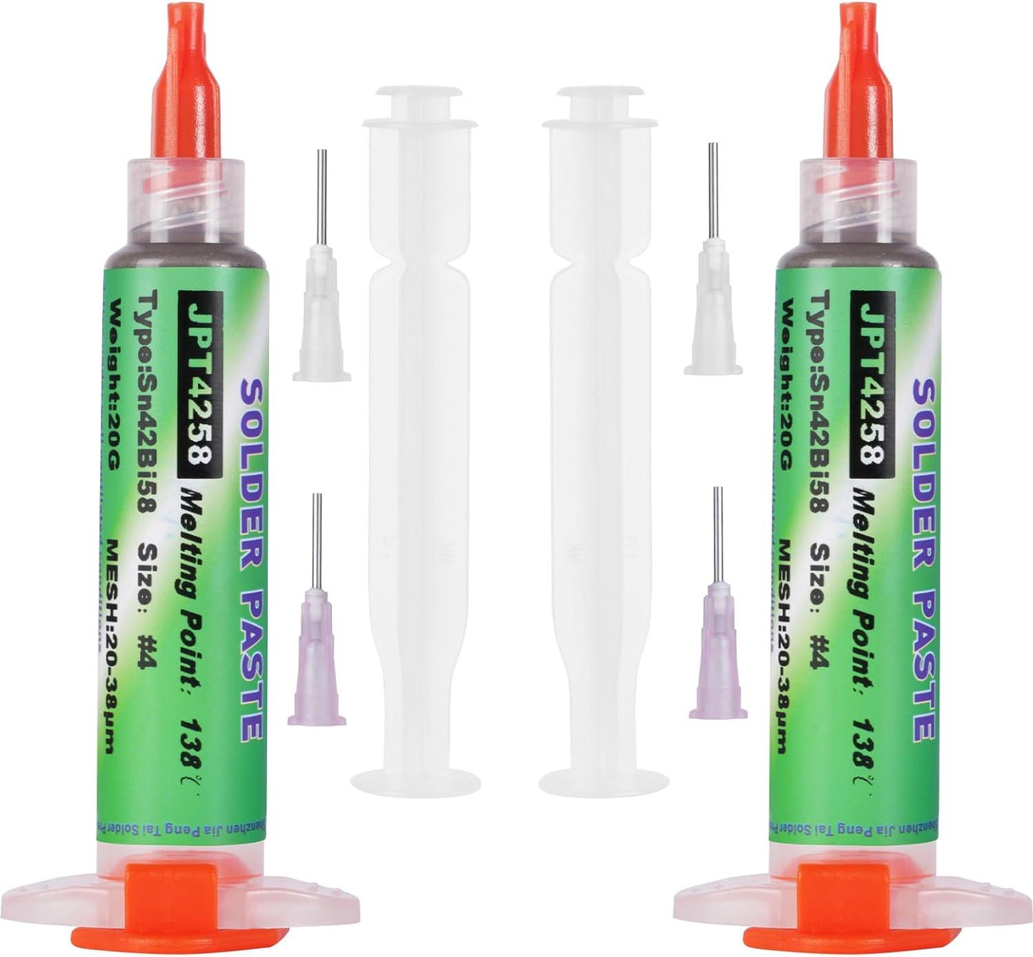 Fafeicy Bleifreie Lötpaste Sn42 Bi58, 50g, 2 Stück, 100 Viskosität, für Fafeicy Bleifreie Lötpaste Sn42 Bi58, 50g, 2 Stück, 100 Viskosität, für
