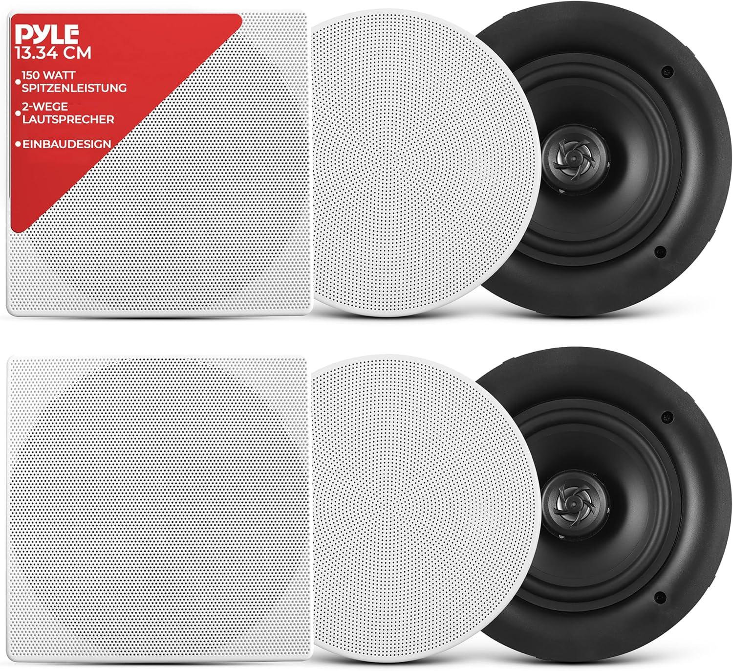 Pyle 13.3cm-Deckeneinbaulautsprecher, 150W-Ceiling Speaker,Deckenlausprecher,Wandlausprecher, Flache Lausprecher, Montagesystem,Hochtöner Laustprecher PDIC56