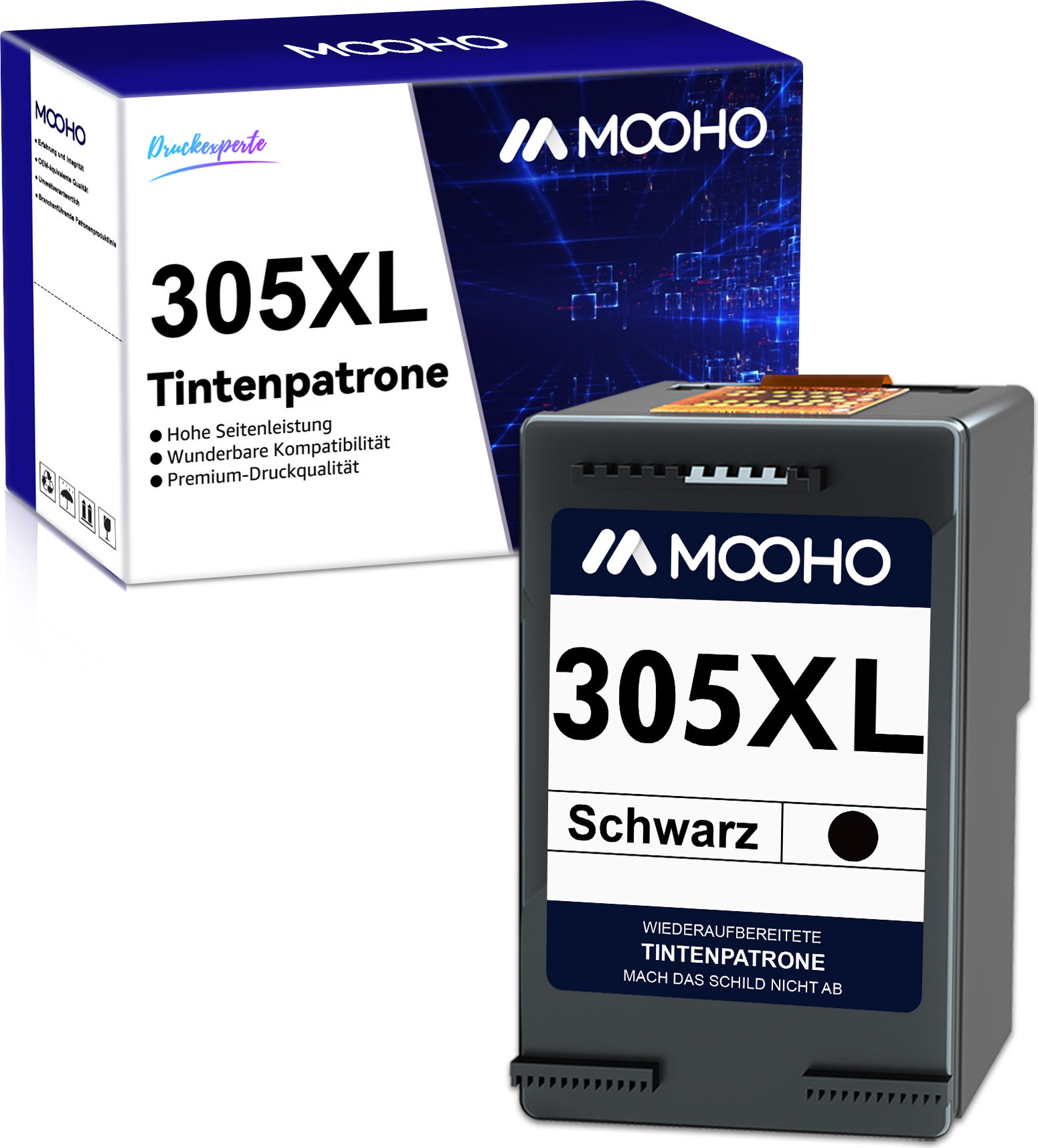 MOOHO Hohe Seitenleistung! 600 Seiten pro Schwarz 305XL ersetzt für HP 305 Druckerpatrone für DeskJet 2710 2720 4110 4120 4130 Envy 6010 6020 6032 Pro 6430
