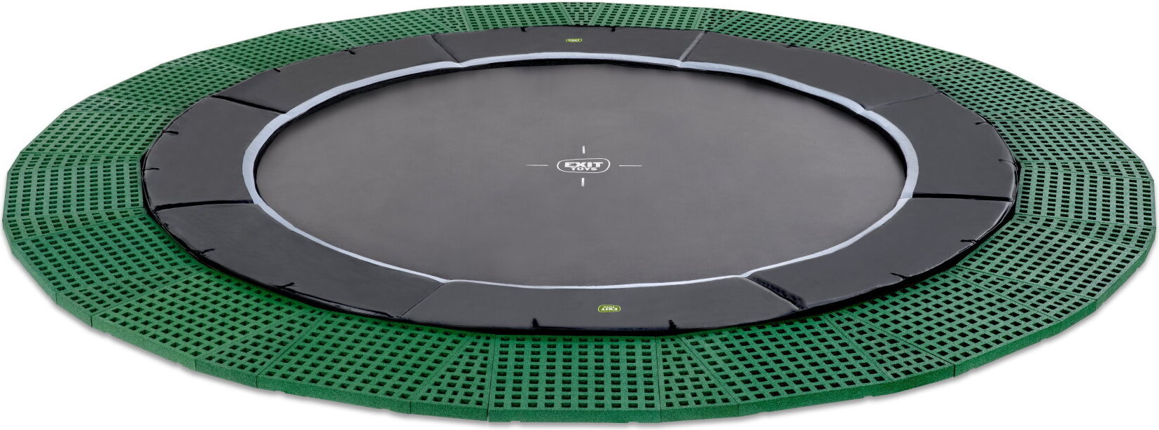 Trampolína EXIT Dynamic, priemer 366 cm, s bezpečnostnými dlaždicami Freezone, podlahová trampolína, okrúhla, pre deti, čierna
