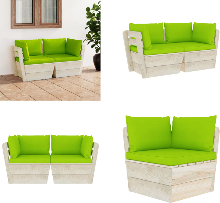 vidaXL Záhradná 2-miestna pohovka z paliet s vankúšmi zo smrekového dreva - Pohovka z paliet - 2-miestna pohovka - 2-miestne pohovky