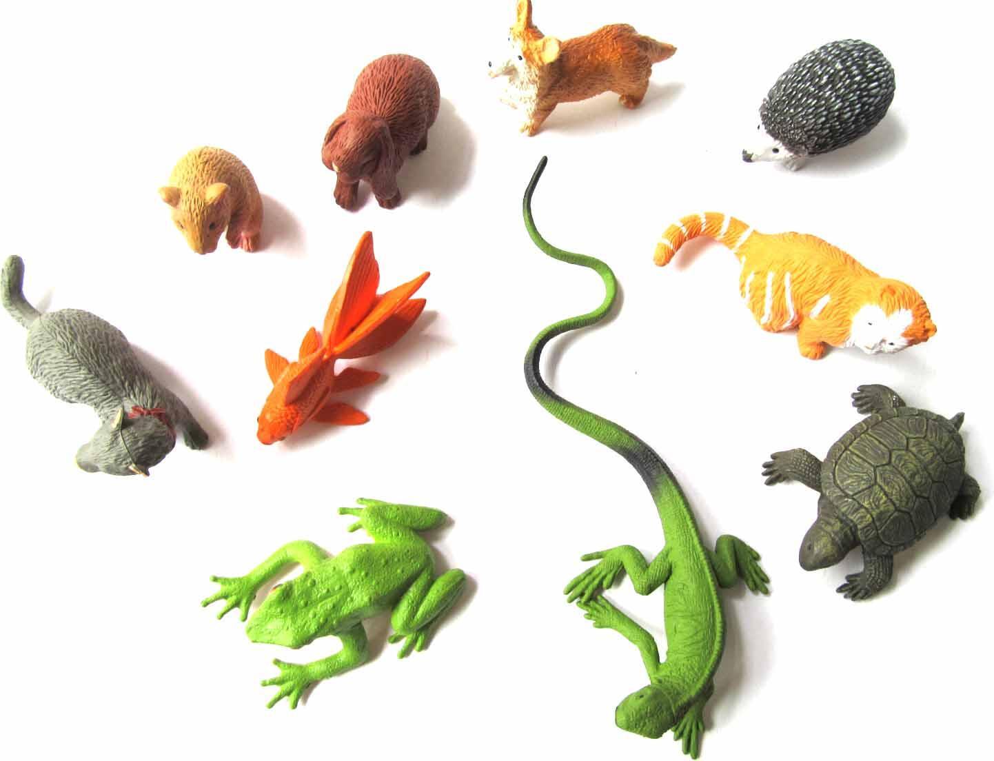 10x Haustiere Set Tierfiguren Miniblings Aufstellfiguren Katze Hund Hase Hamster FIG0009