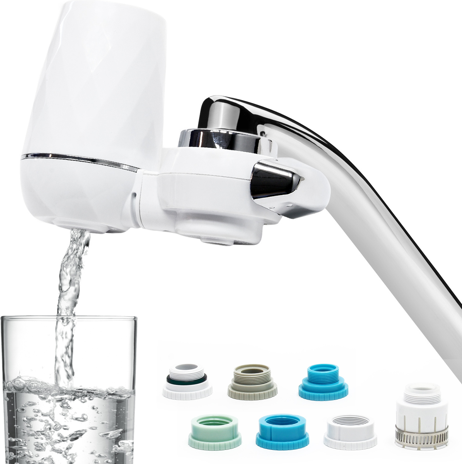 Wiltec Naturewater NW-LT-H2A 9 Stufen On Tap Wasserfilter, 120 L/h, kompakter PP Wasserhahnfilter mit 9 Filterstufen, Wasserhahnfilter 52367