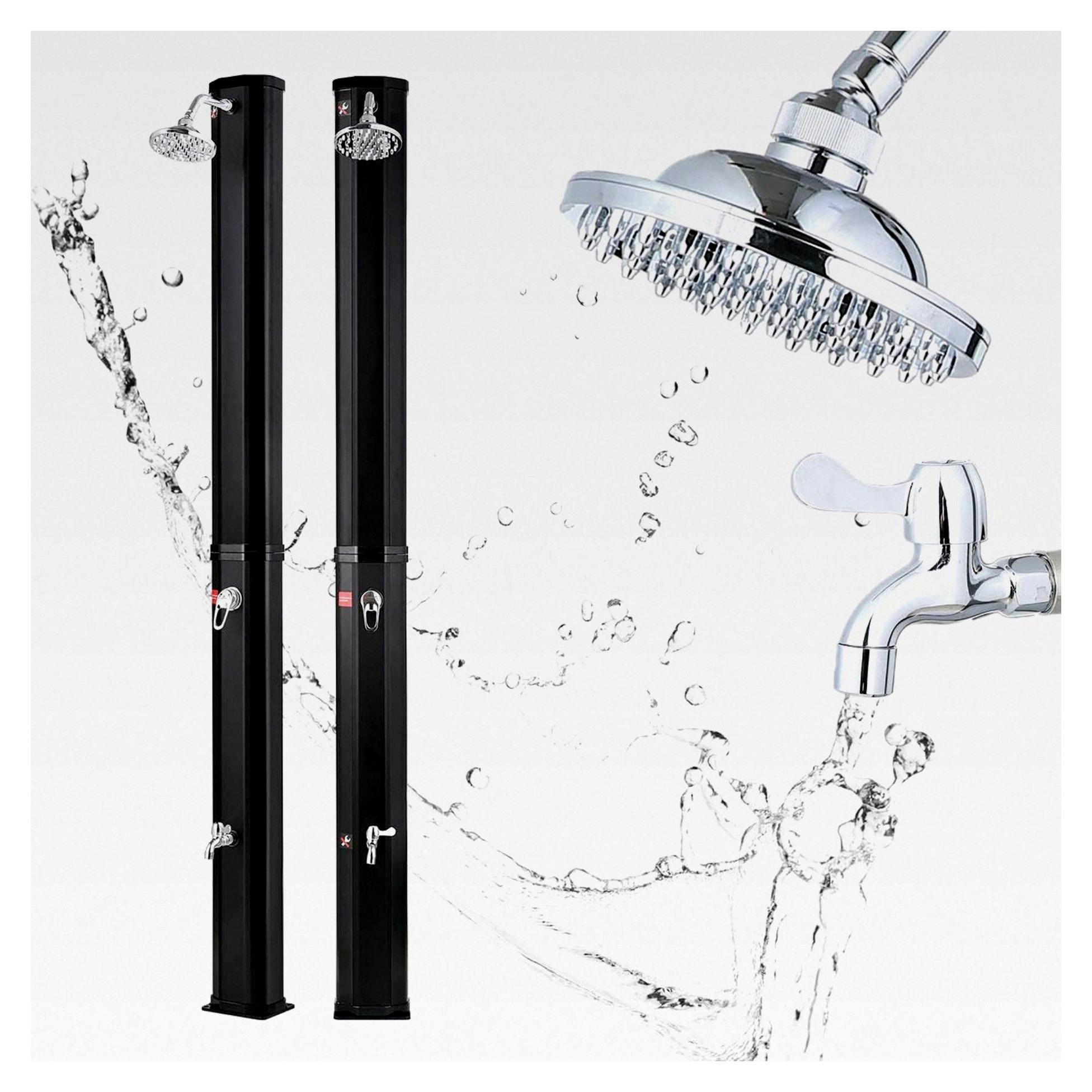 Markenlos Solardusche für den Garten, 35 Liter, 217 cm, Wassertemperatur bis 60 °C, mit Fußdusche, Balkondusche, Solarduschen und Gartenduschen, Pooldusche, Außendusche