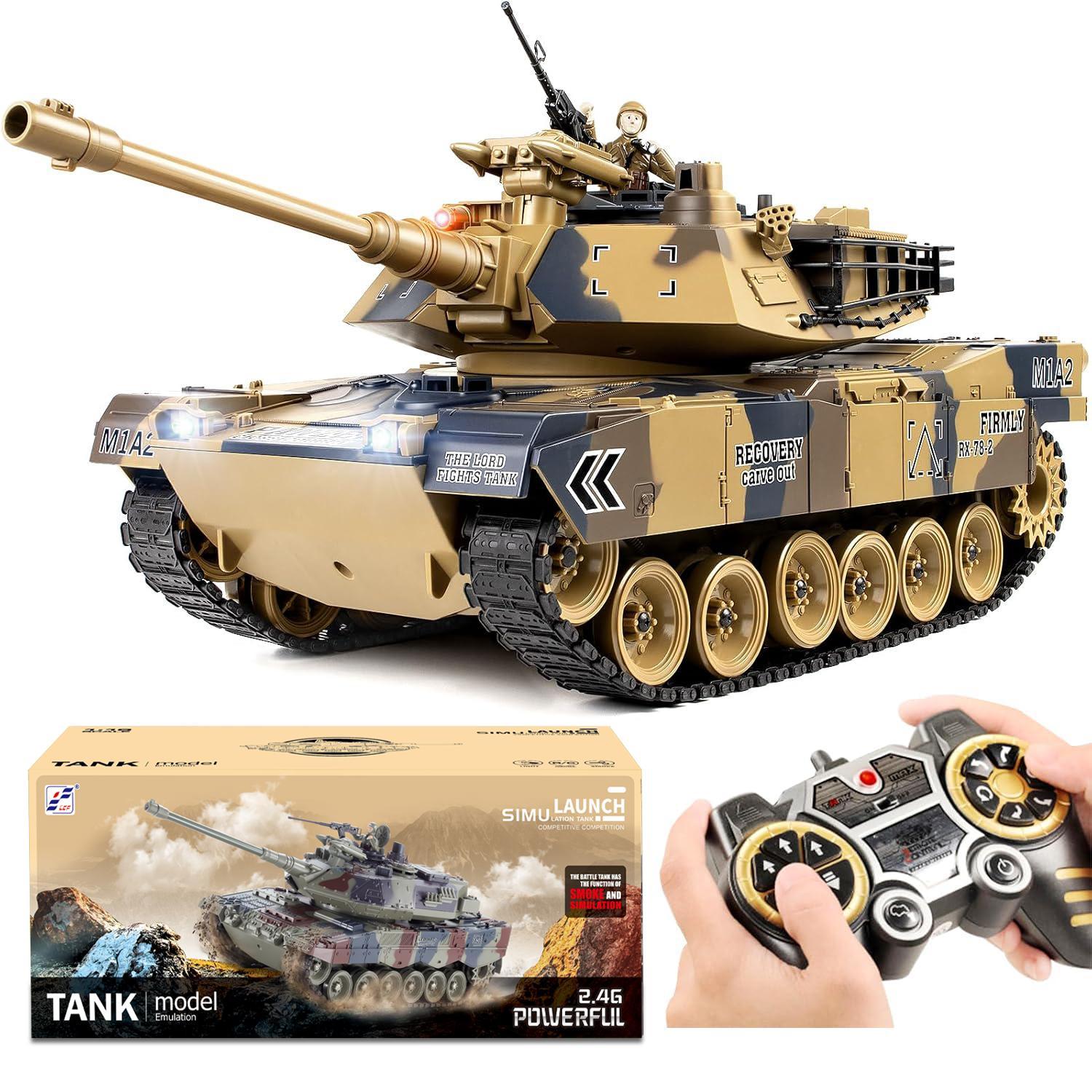 PENGBU RC RC-Auto Ferngesteuerter Panzer 2,4 GHz, RC Tank Spielzeug mit Schussfunktion