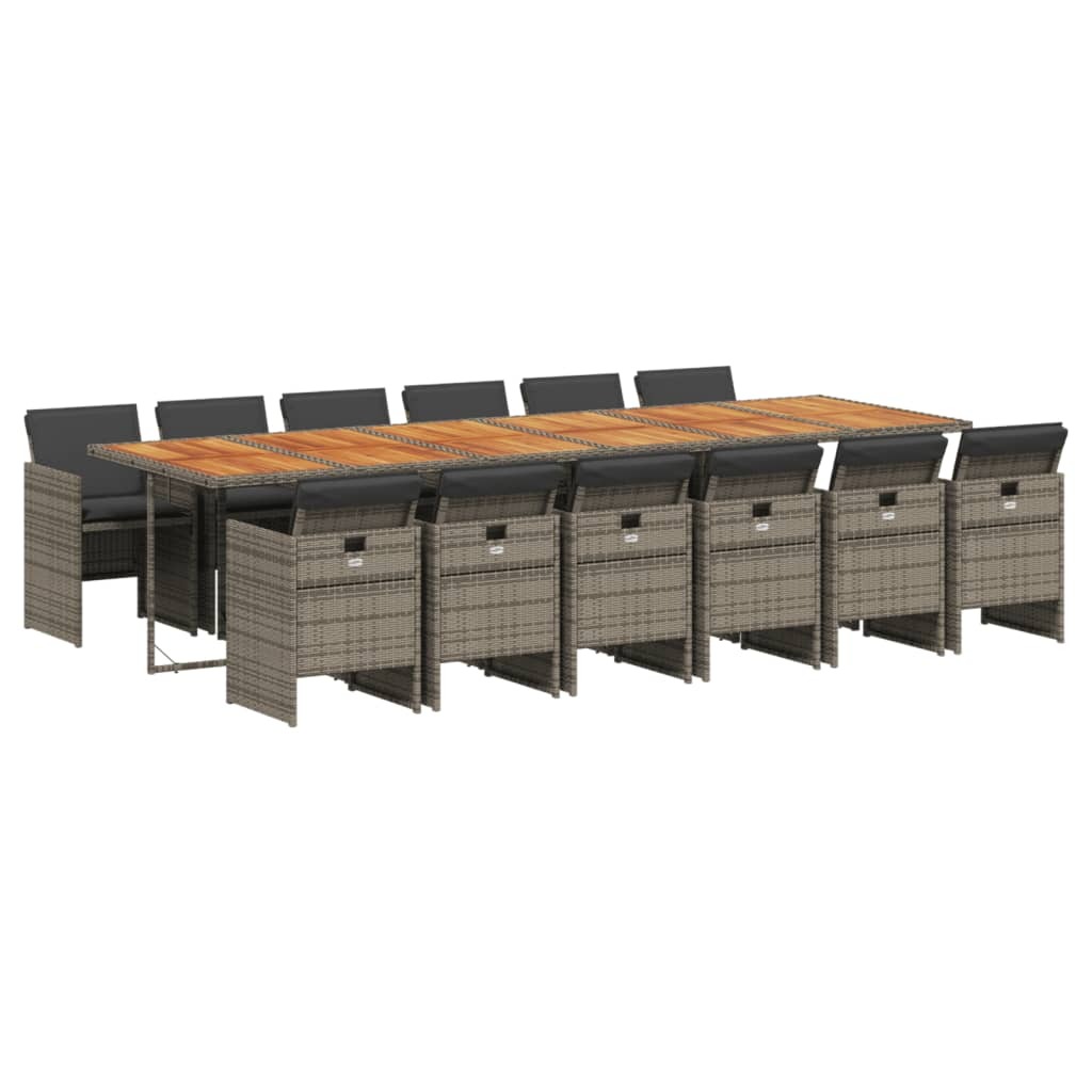 vidaXL 13-dielny záhradný jedálenský set s vankúšmi sivý polyratan