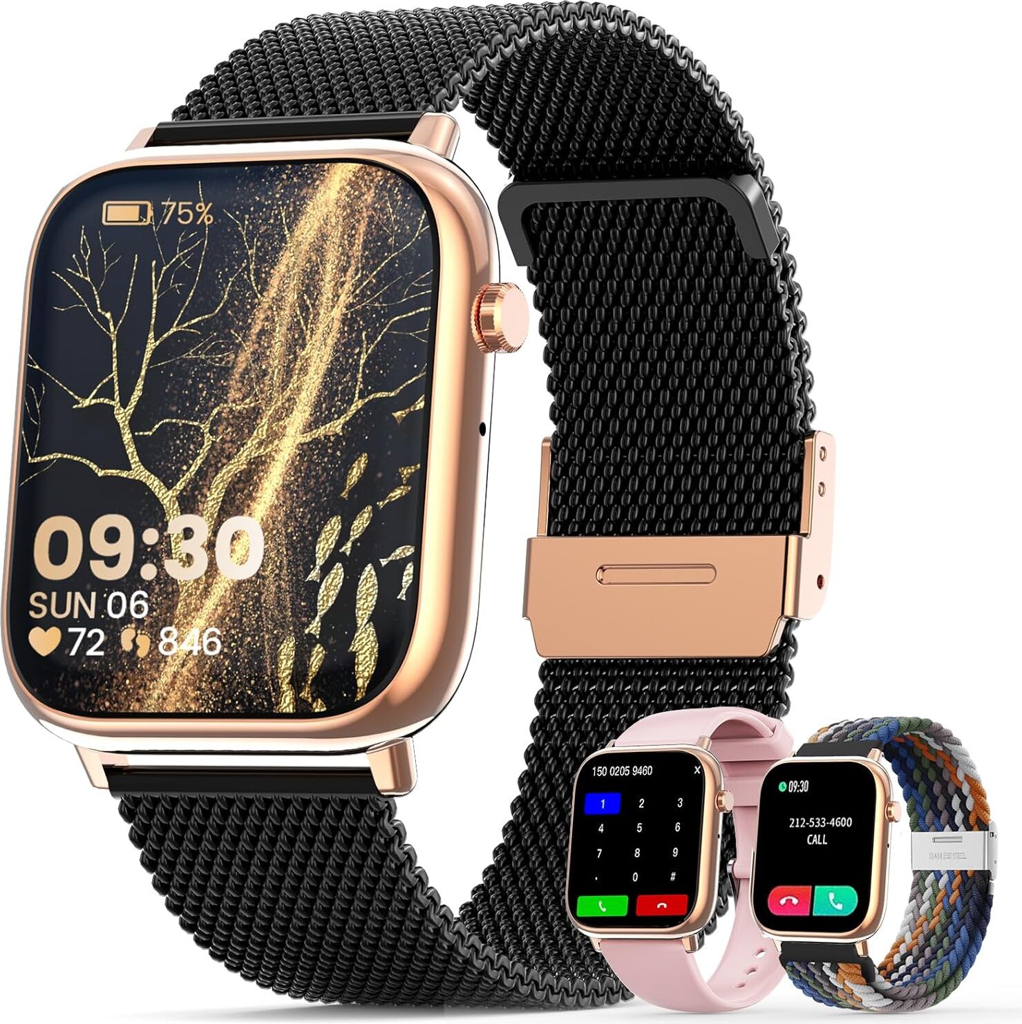 Smartwatch ženy muži s funkciou telefónu, 1,83" HD dotykový displej, IP67 vodotesný /SpO2 fitness tracker/menštruačný cyklus srdcová frekvencia Android IOS