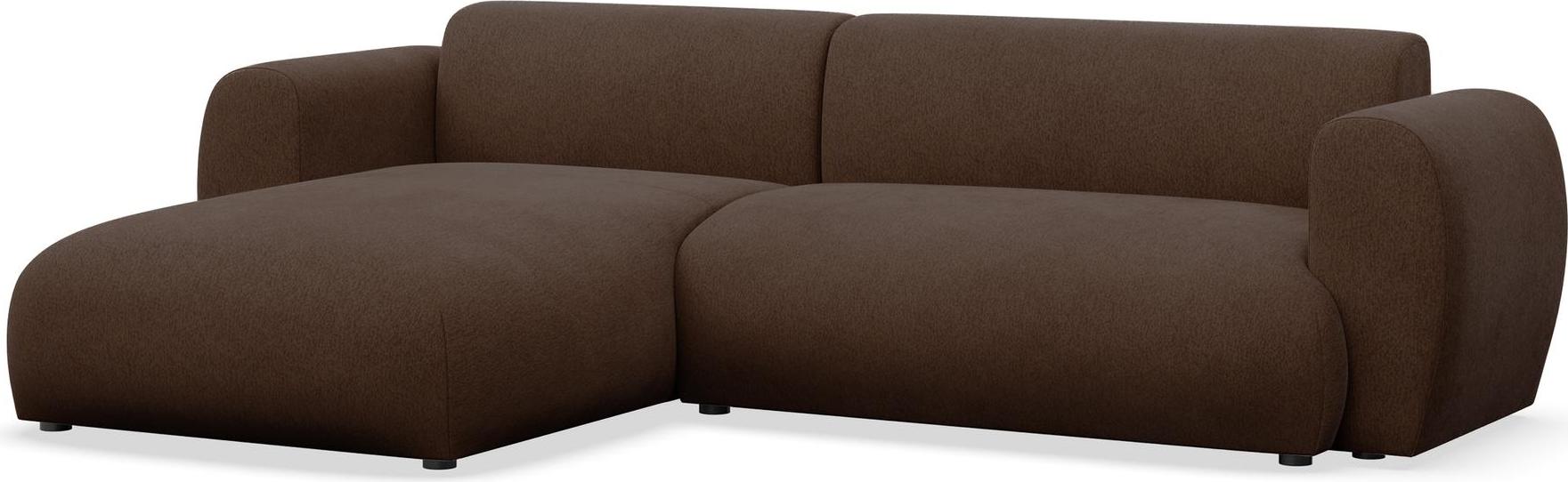 Selsey Emia – L-Form Ecksofa mit Schlaffunktion, Chenille-Stoff, links ausgerichtet, Braun