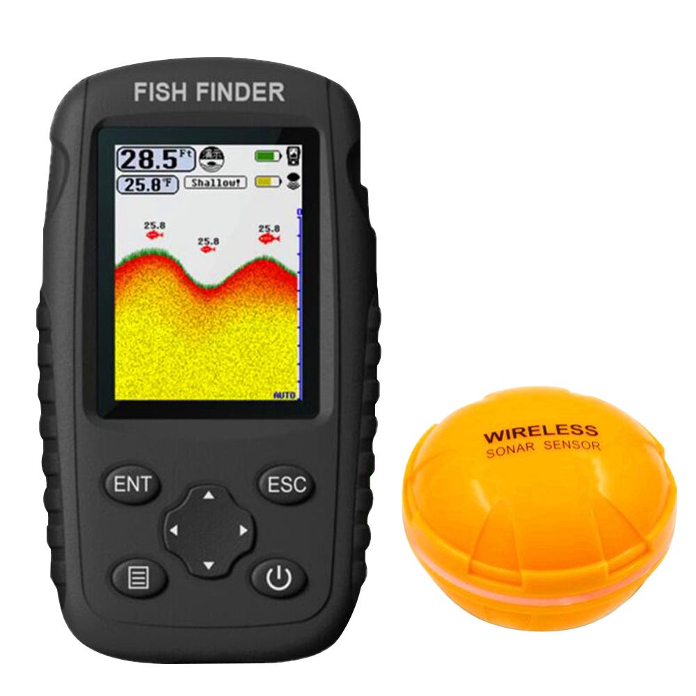 Cocosity Wiederaufladbarer Fischfinder, kabelloser Sonar-Sensor-Fischfinder, Farbbildschirm-Fischfinder, Handheld-Fischfinder, Fisch-Tiefenfinder, tragbarer Fischfinder, Fischfinder-Tiefenortungsgerät