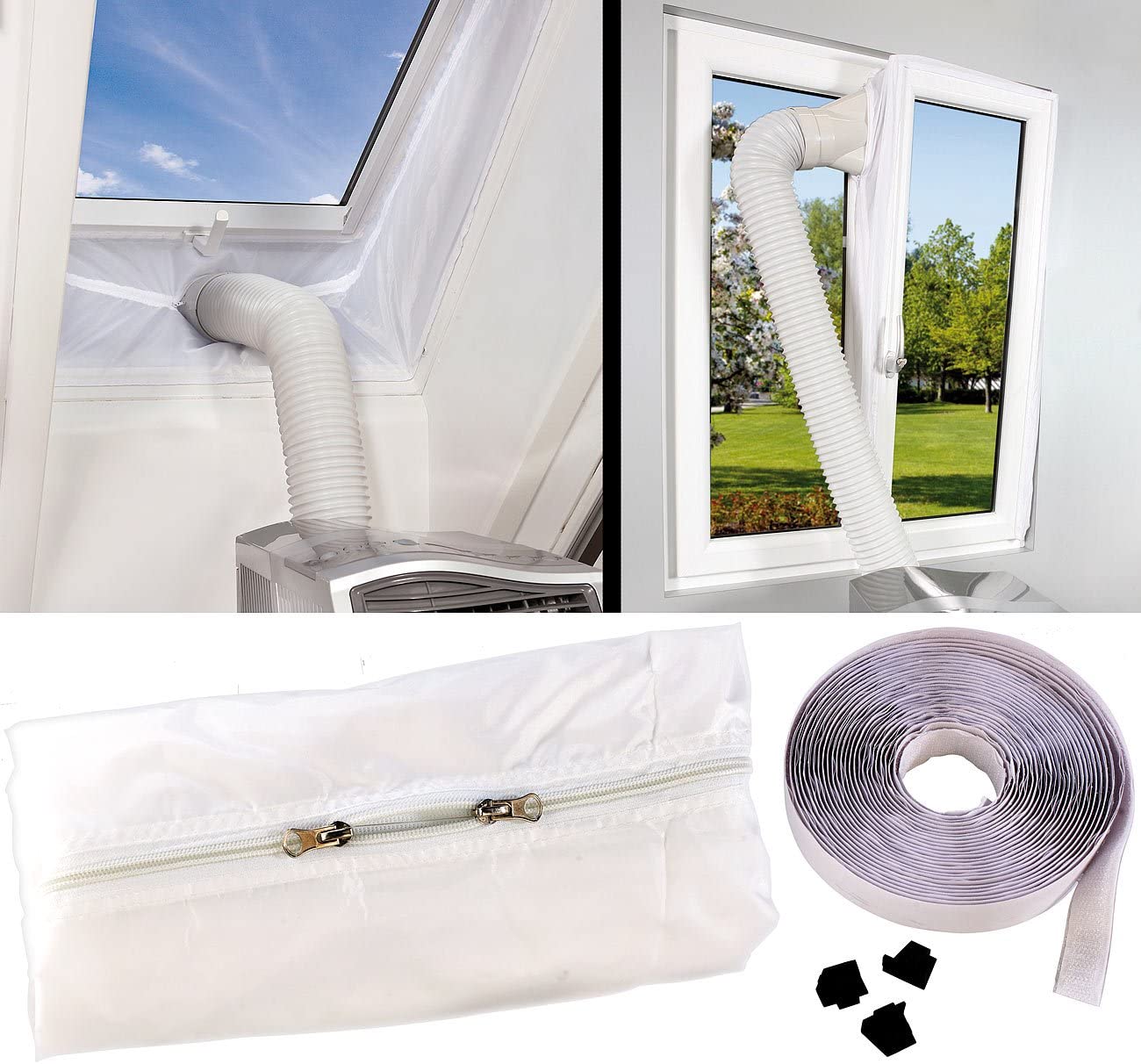 AirLock Hot Air Stop Klimagerät mobile Klimaanlage Fensterabdichtung Zwei Löcher 
