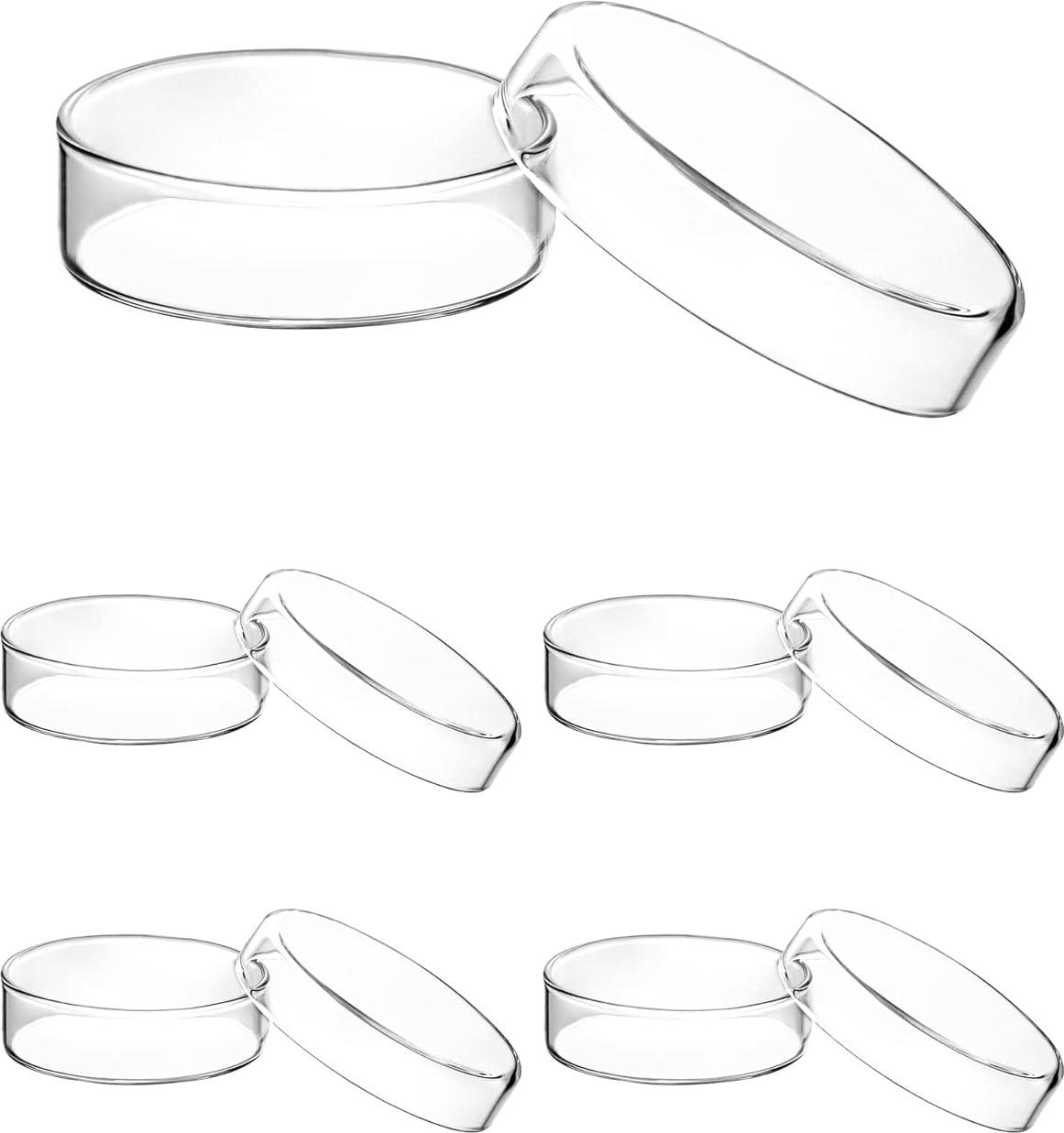 Markenlos Labor-Petrischalen mit Deckeln aus hochwertigem Borosilikatglas, sterilisierte Petrischale für Kulturen, 60 mm x 18 mm, Packung mit 5 Stück