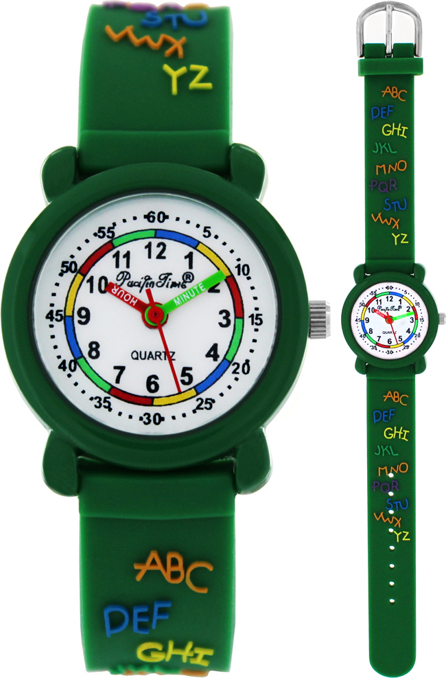 Pacific Time Kinder Armbanduhr Mädchen Jungen Lernuhr Buchstaben Schule grün 86295