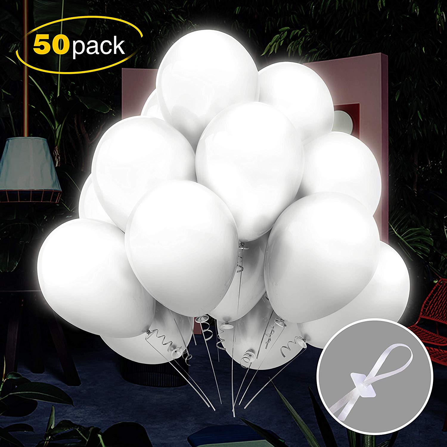 6 Stück Helium Balloon LED Perlen Gas Leucht Luftballon Weiss Weihnachten Party