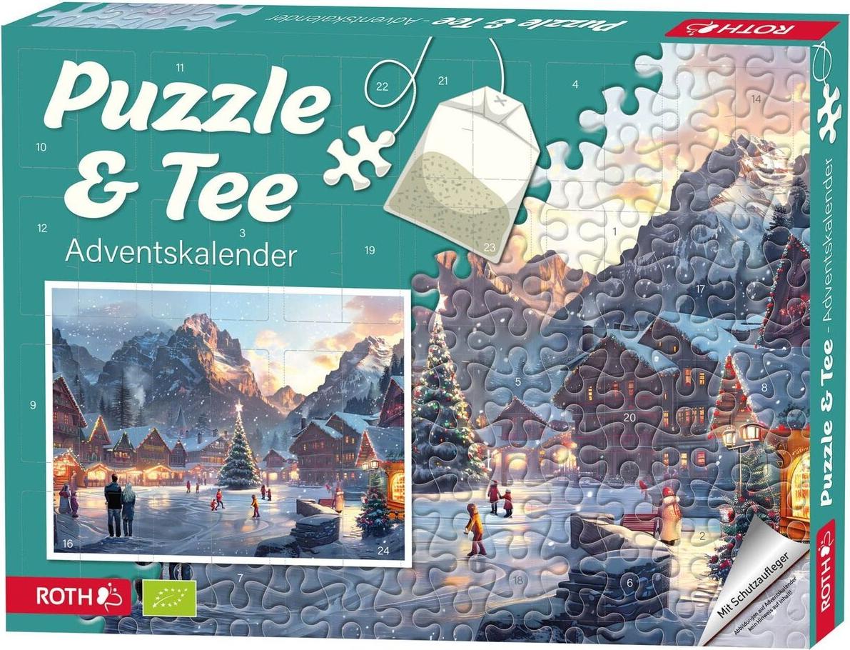Roth Puzzle & Bio-Tee-Adventskalender Motiv Eislaufen 80714