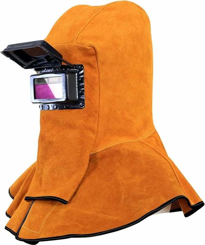 Jormftte Schweißerhaube aus Rindsleder, automatisch abdunkelnder Sonnenfilter, Schweißmaske, Schweißhelm-Schutzausrüstung, Arbeitskappe mit Nacken- und Schulterbedeckung KAU-HT-CPK-PH-20250428-164