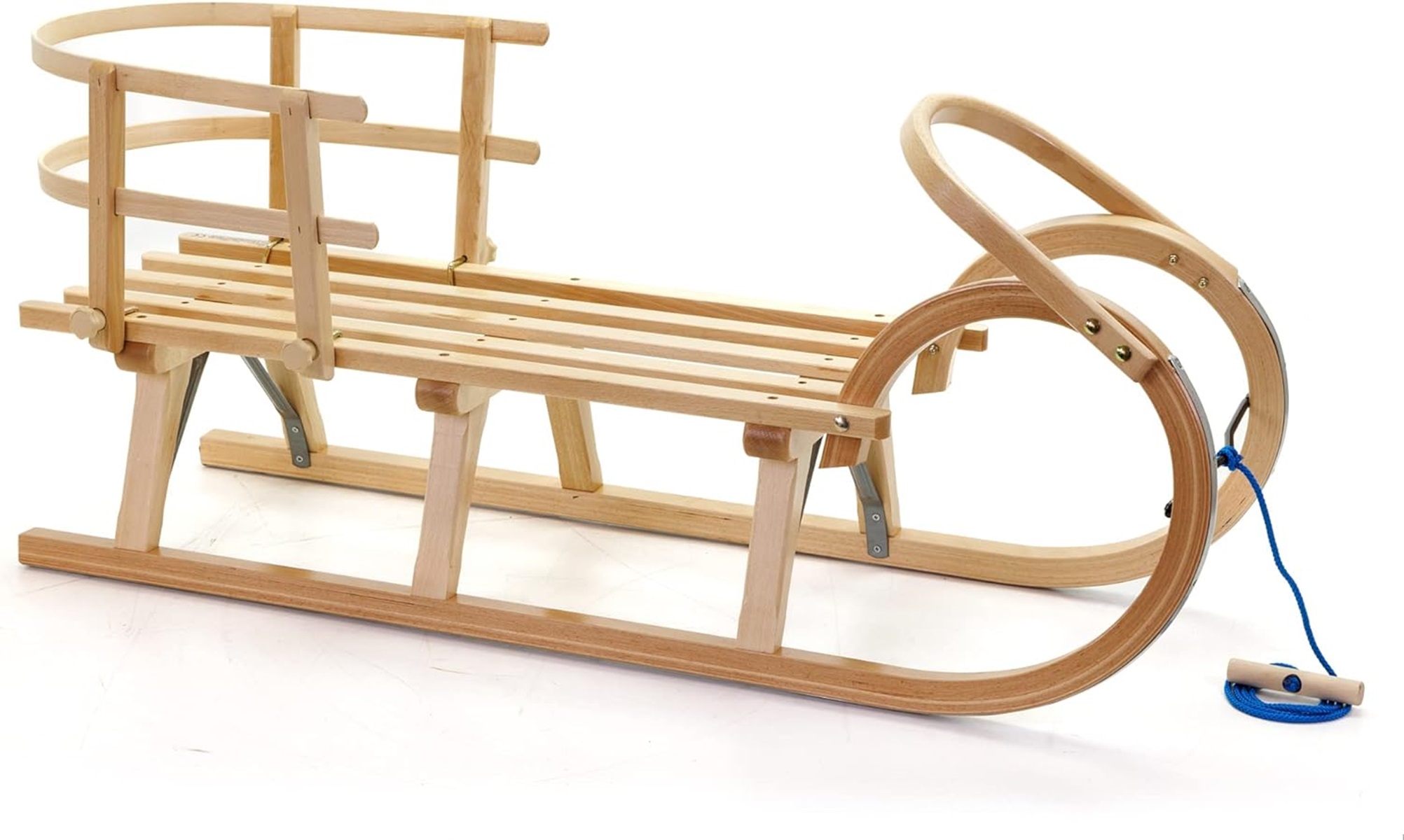 HolzFee Baran S-Plus 110 Hörnerschlitten Set mit Lehne Schlitten Holz