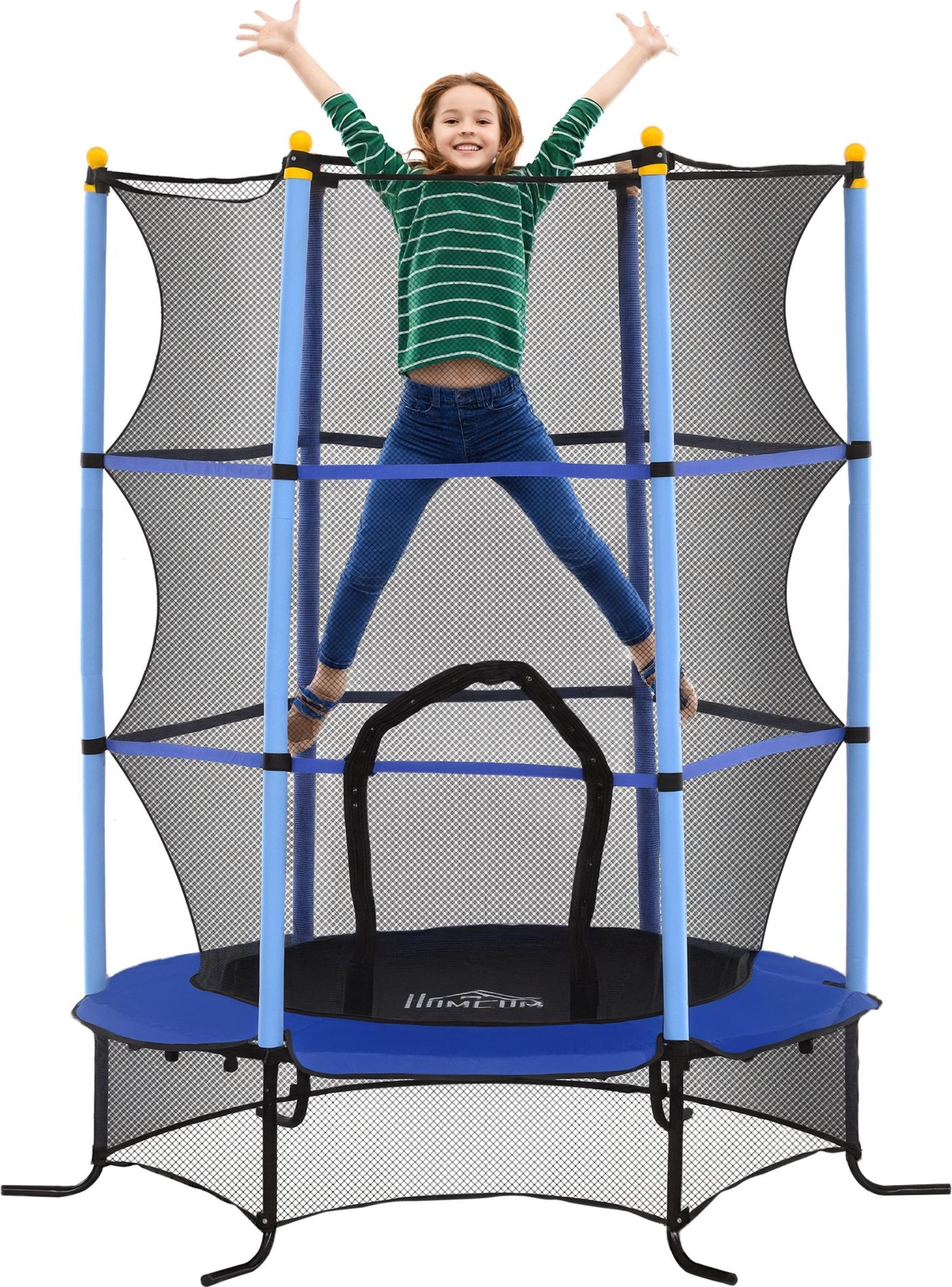 Detská trampolína HOMCOM Ø163 cm, trampolína pre deti od 3 do 10 rokov, modrá