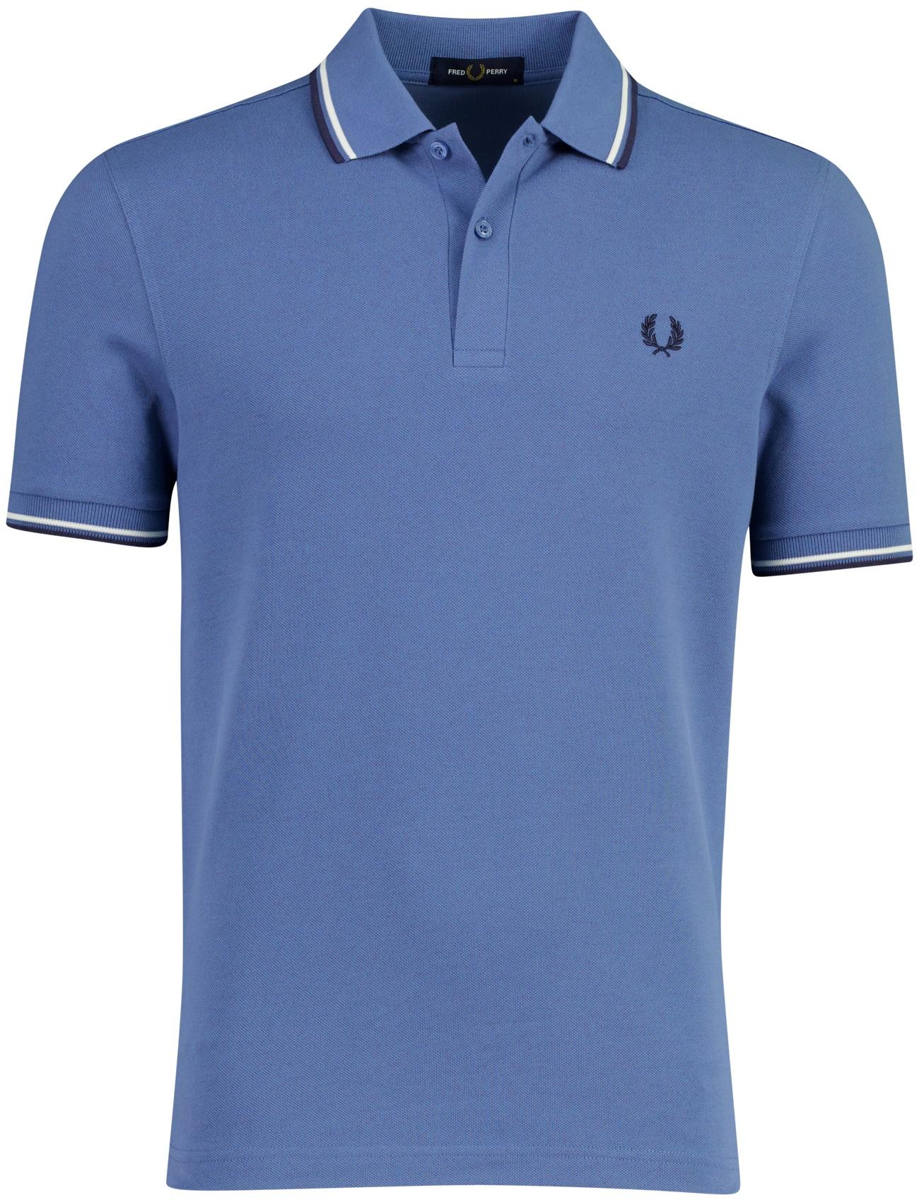 Poloshirt 2-Knopf-Piqué Fred Perry blau umrandeter Kragen M3600-89A