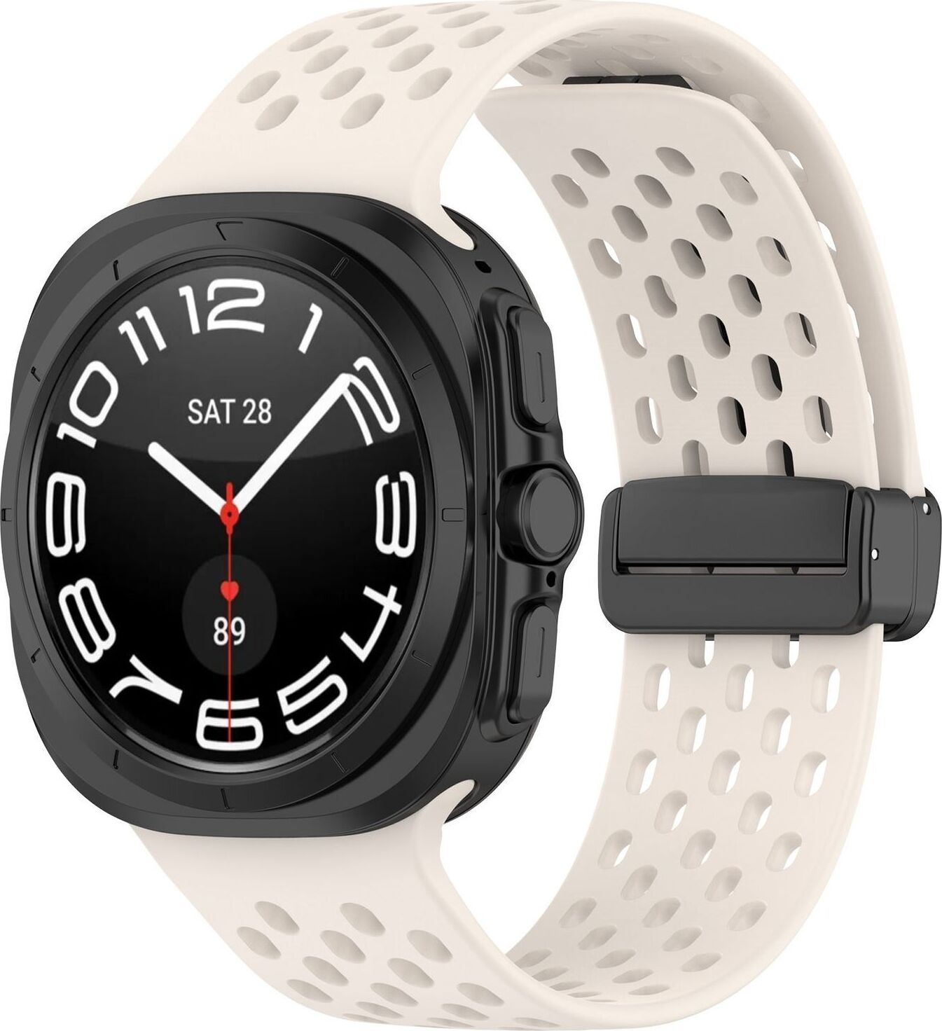 Pre Samsung Galaxy Watch Ultra 47 mm Silikónový dizajn Magnetická pracka Náhradný pás na ruku béžová