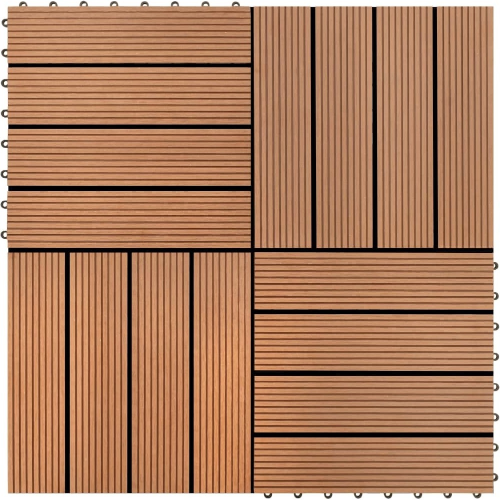 Ankonbej WPC Fliese Barfussdiele Terrassenfliese Bodenfliese