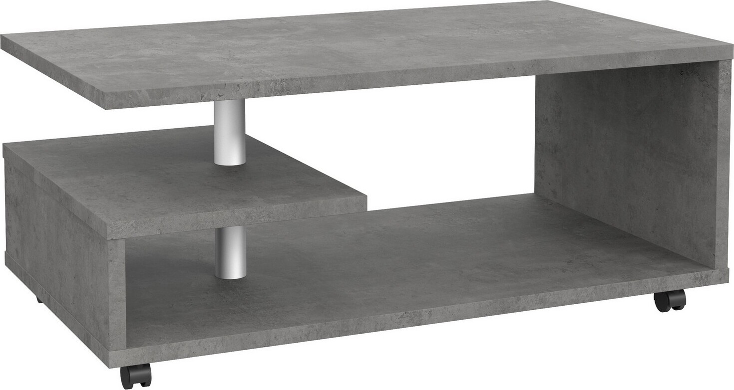Furniture24 Kaffetisch Bailey Bl1T01-U41 Couchtisch Kaffetisch Auf Rollen Beton Dunkelgrau