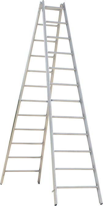 Josef Steiner Alu-Sprossen Stehleiter Mod. 000 - Sprossenanzahl: 2 x 12, Länge: 3,46 m 000-12