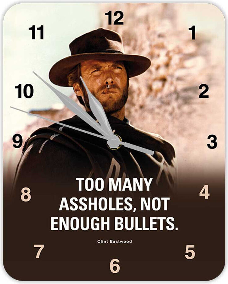 Blechwaren Fabrik Braunschweig Gmbh Too many assholes, not enough bullets - Wanduhr aus Blech 20 x 25 cm KU09