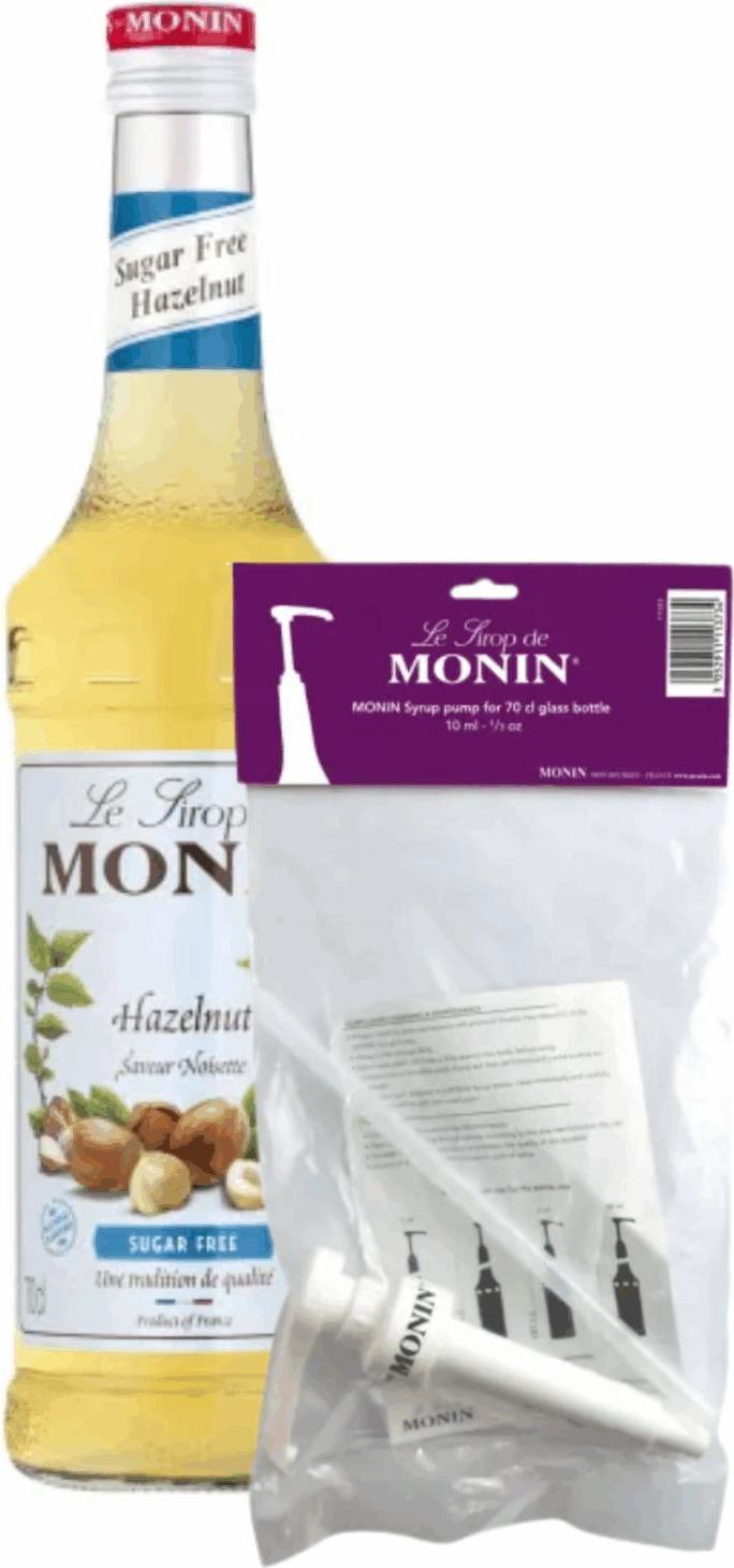 Monin Sirup Haselnuss ohne Zucker (70 cl) + Siruppumpe (10 ml)