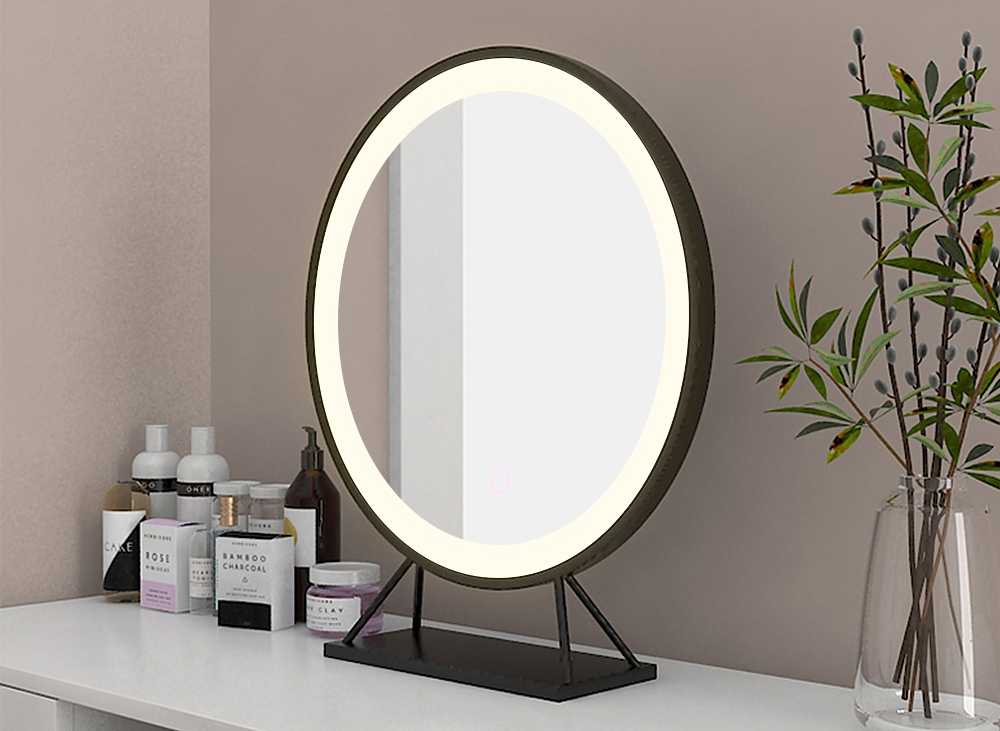 homewell Schminkspiegel Kosmetikspiegel mit LED Beleuchtung Dimmbar für Badzimmer Kosmetikstudio Schminktisch 50cm 583382