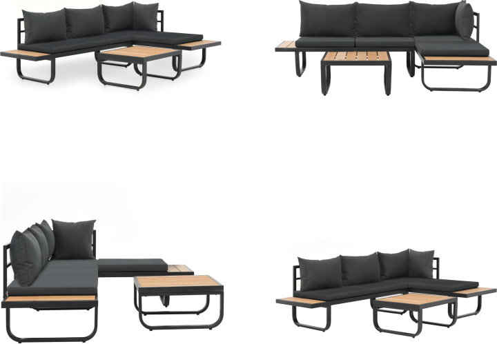 vidaXL 2 tlg. Garten Ecksofa Set mit Auflagen Aluminium WPC - Sofa - Sofas - Ecksofa - Ecksofas