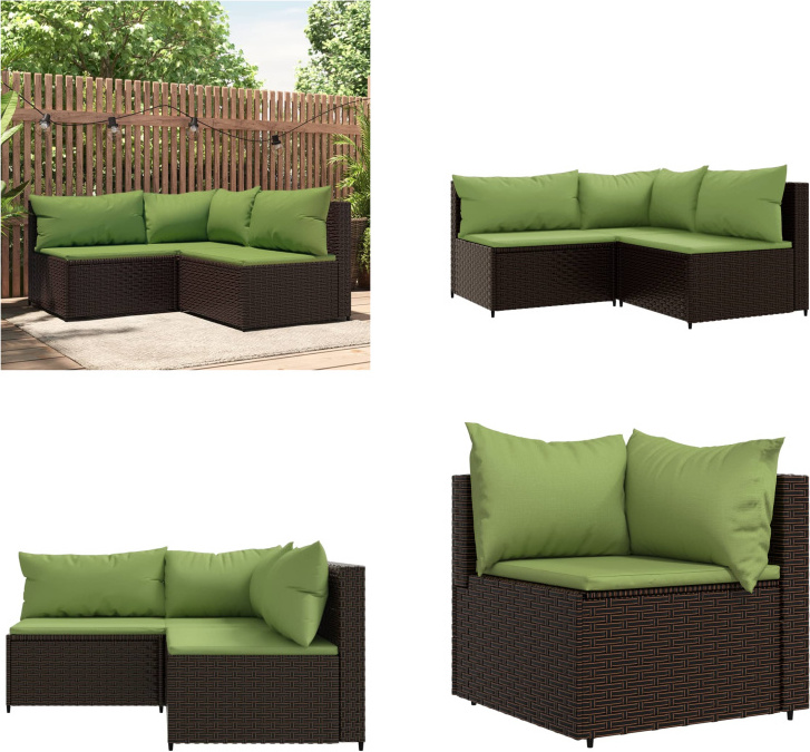 vidaXL 3 tlg. Garten Lounge Set mit Kissen Braun Poly Rattan - Garten Lounge Set - Garten Lounge Sets - Outdoor Lounge Set - Lounge Set Terrasse