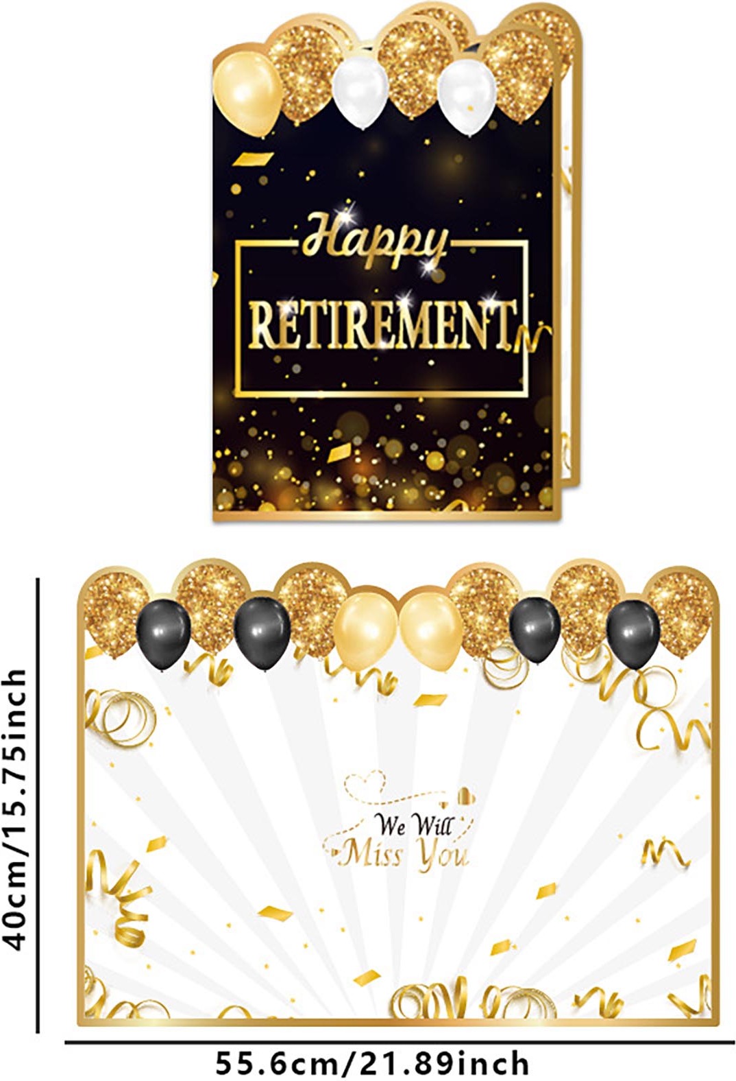 Stuttg Happy Retirement Party-Dekorationskarte, Glitzer-Buchstabendruck, Happy Retired-Gästebuch, exquisites Design, Partygeschenk 4138915