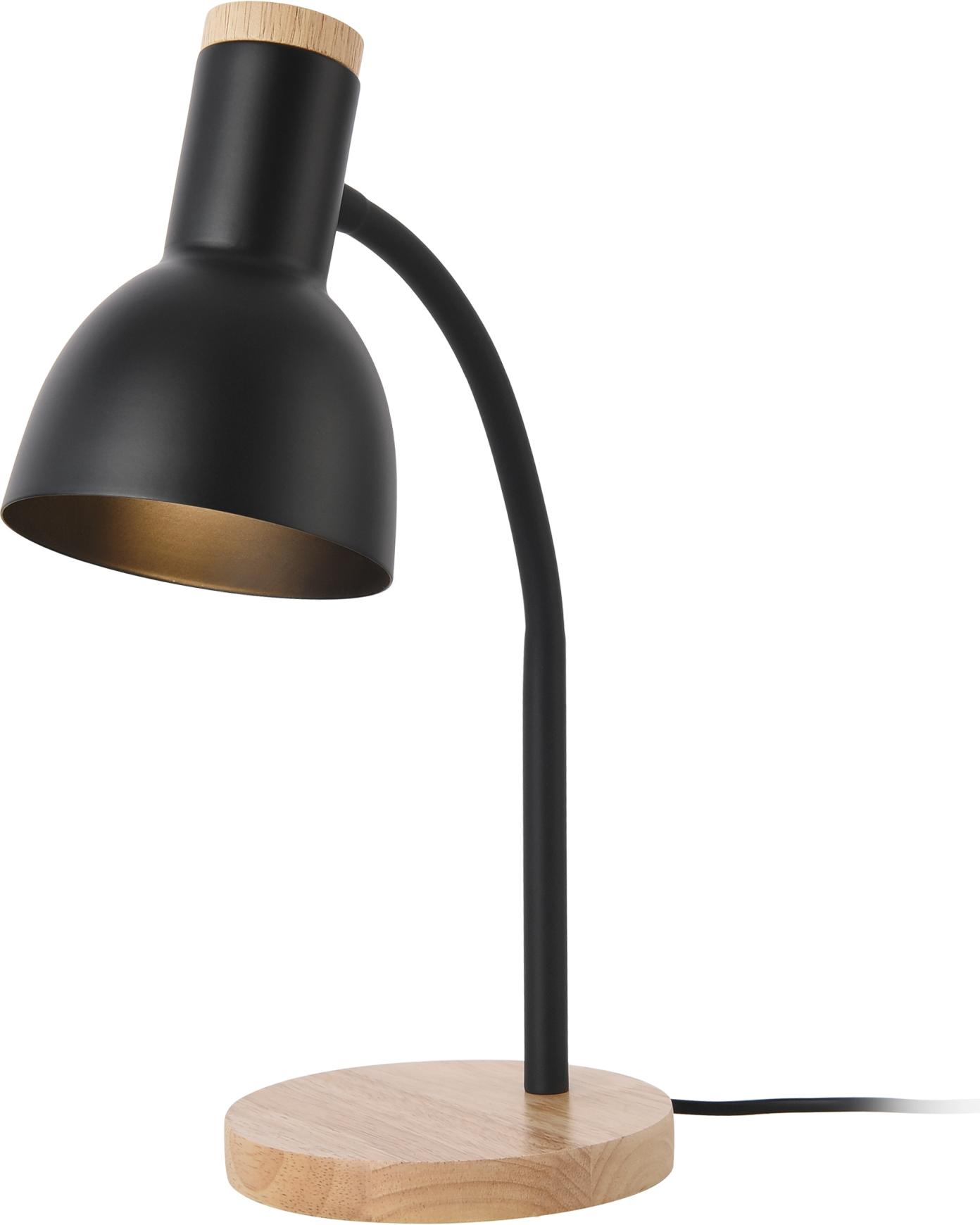 lux.pro Tischleuchte ’Woodley’ schwenkbar 1 x E14 Metall Holz Schwarz