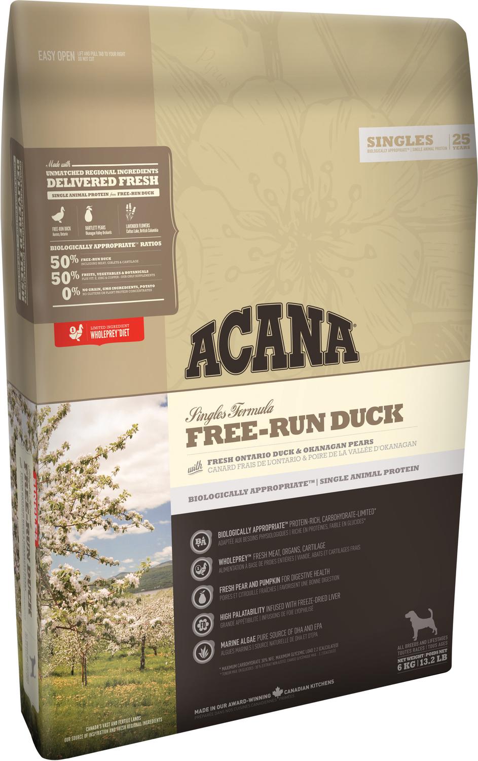 Mars Acana Hundefutter Freilaufende Ente 6kg, gefriergetrocknet, tierische Proteinquelle 74,99