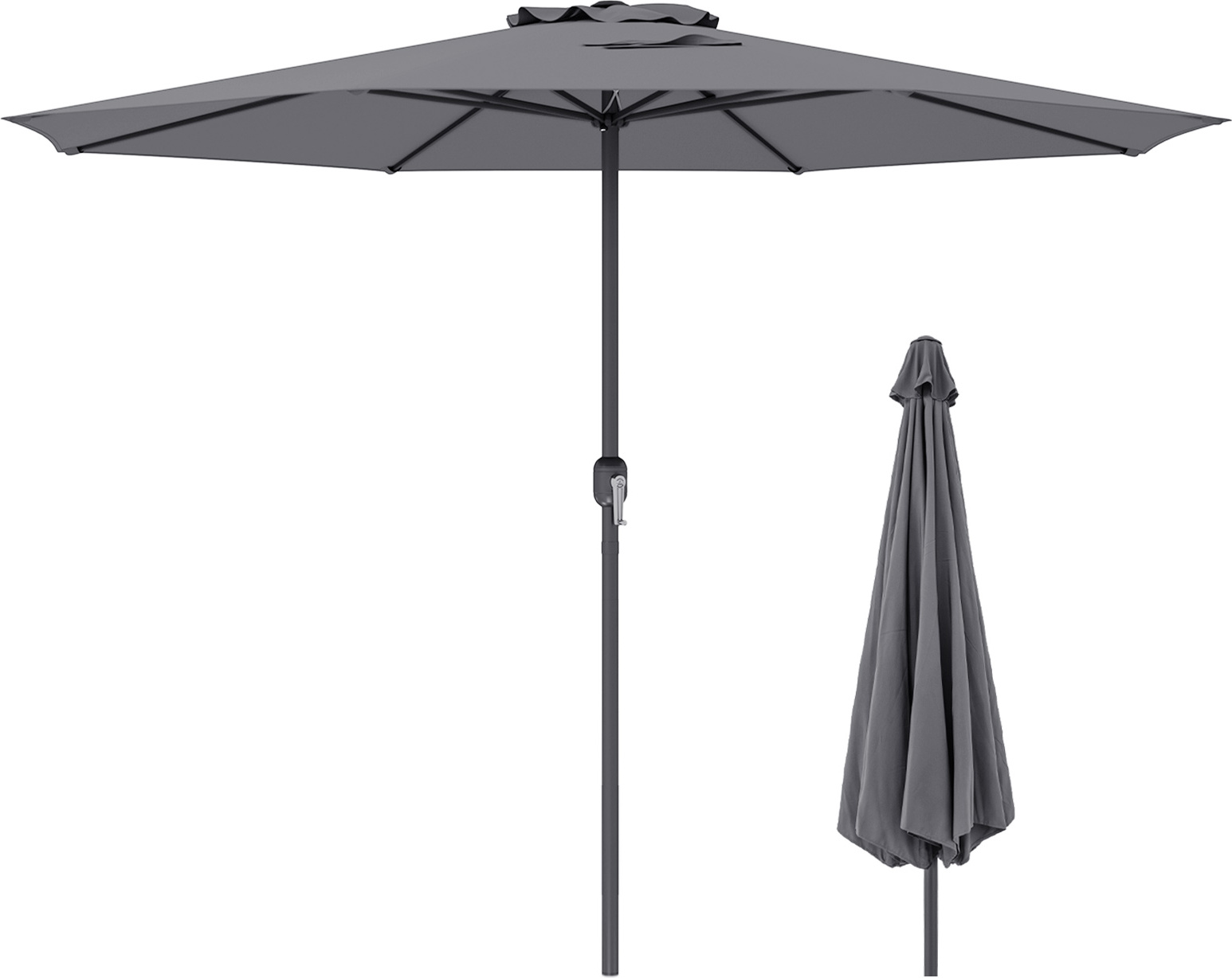 KOMFOTTEU 260/360 cm Sonnenschirm mit Kurbel, Terrassenschirm mit belüftetem Schirmdach, Gartenschirm mit 8 Streben, Marktschirm für Strand, Garten, Pool