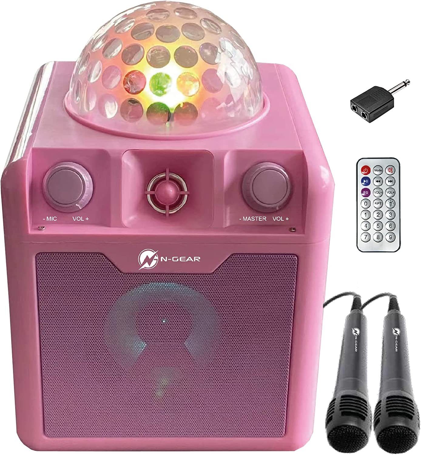 N-GEAR N-Gear DISCO410 Karaoke a párty reproduktor Bluetooth s disko guľou, mikrofónom a funkciou powerbanky, čierny reproduktor Bluetooth (svetelné efekty, mikrofóny, DISCO guľa)