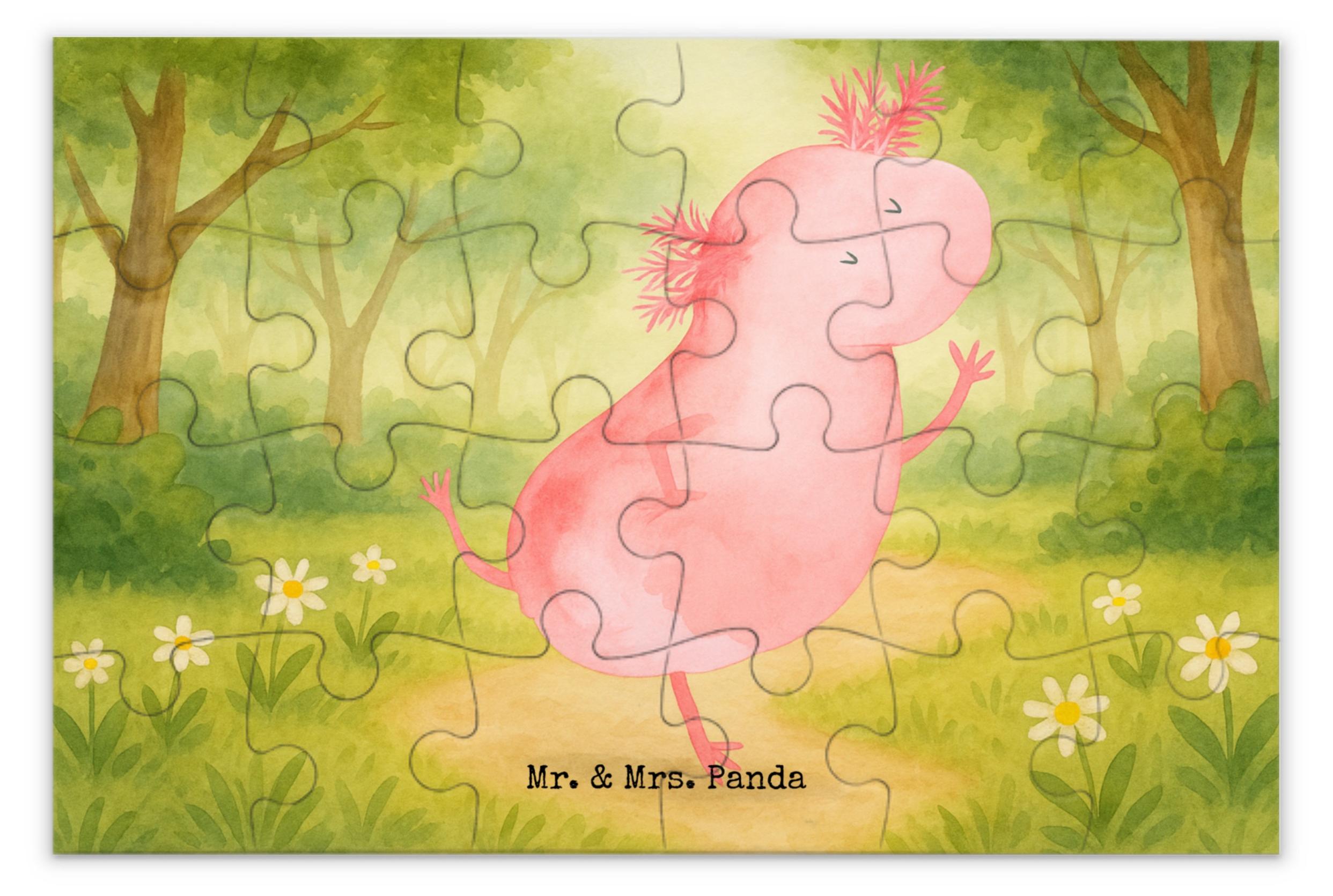 Mr. & Mrs. Panda Puzzle Axolotl Tanzen Design 24 Teile - Weiß - Geschenk, 1000, Dachschaden, Beste Freundin, Legespiel, 500, 2000, Freudig, gut Gelaunt, 1500 PD-1922180-STANDARD