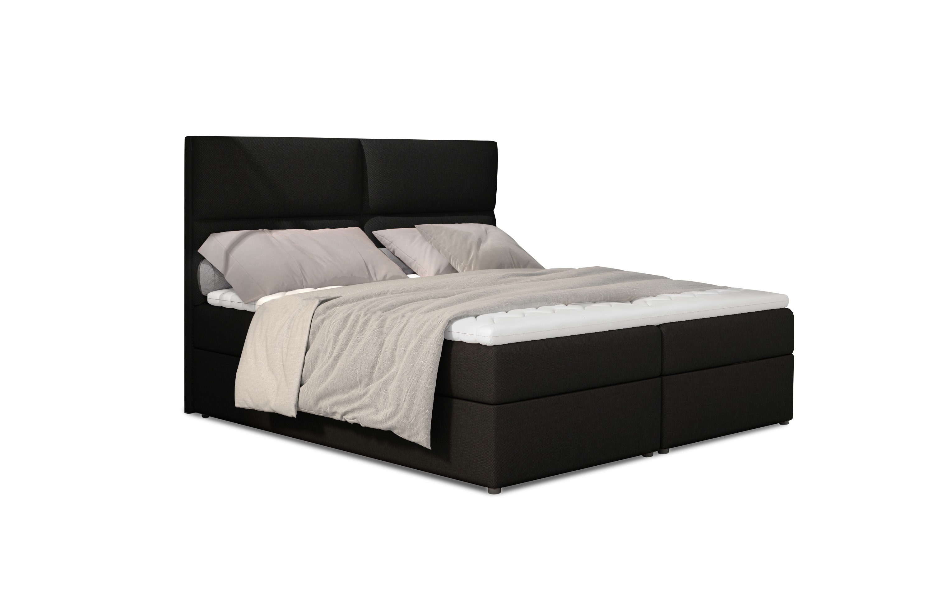 MOB, Manželská posteľ Boxspring 165 cm - Alyce (čierna Sawana 14) (s matracmi)