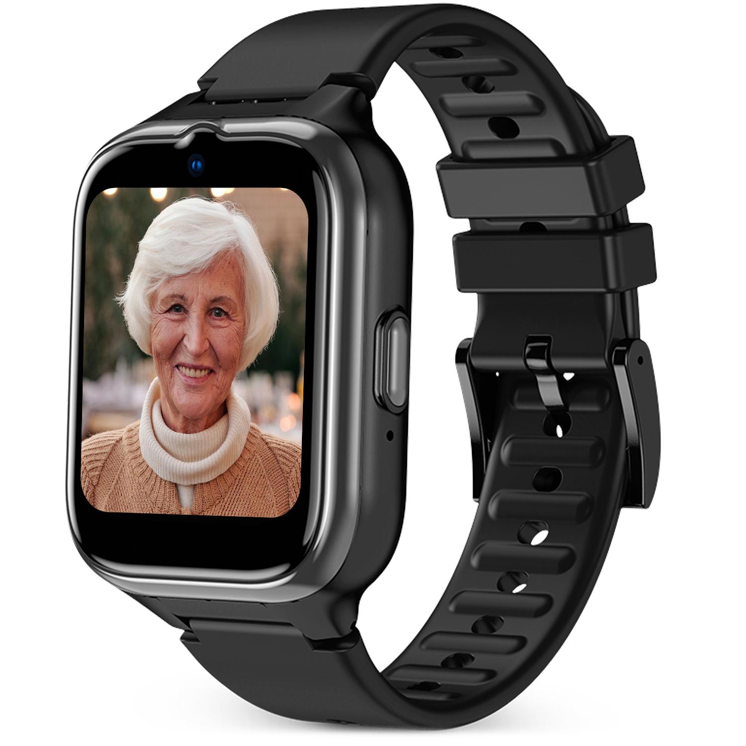 SPC Smartee 4G Senior – Smartwatch Senior mit großen Buchstaben, SOS-Taste, GPS, Anrufen/Videoanrufen und Steuerung via Smart-Clan-App - Schwarz 9642N