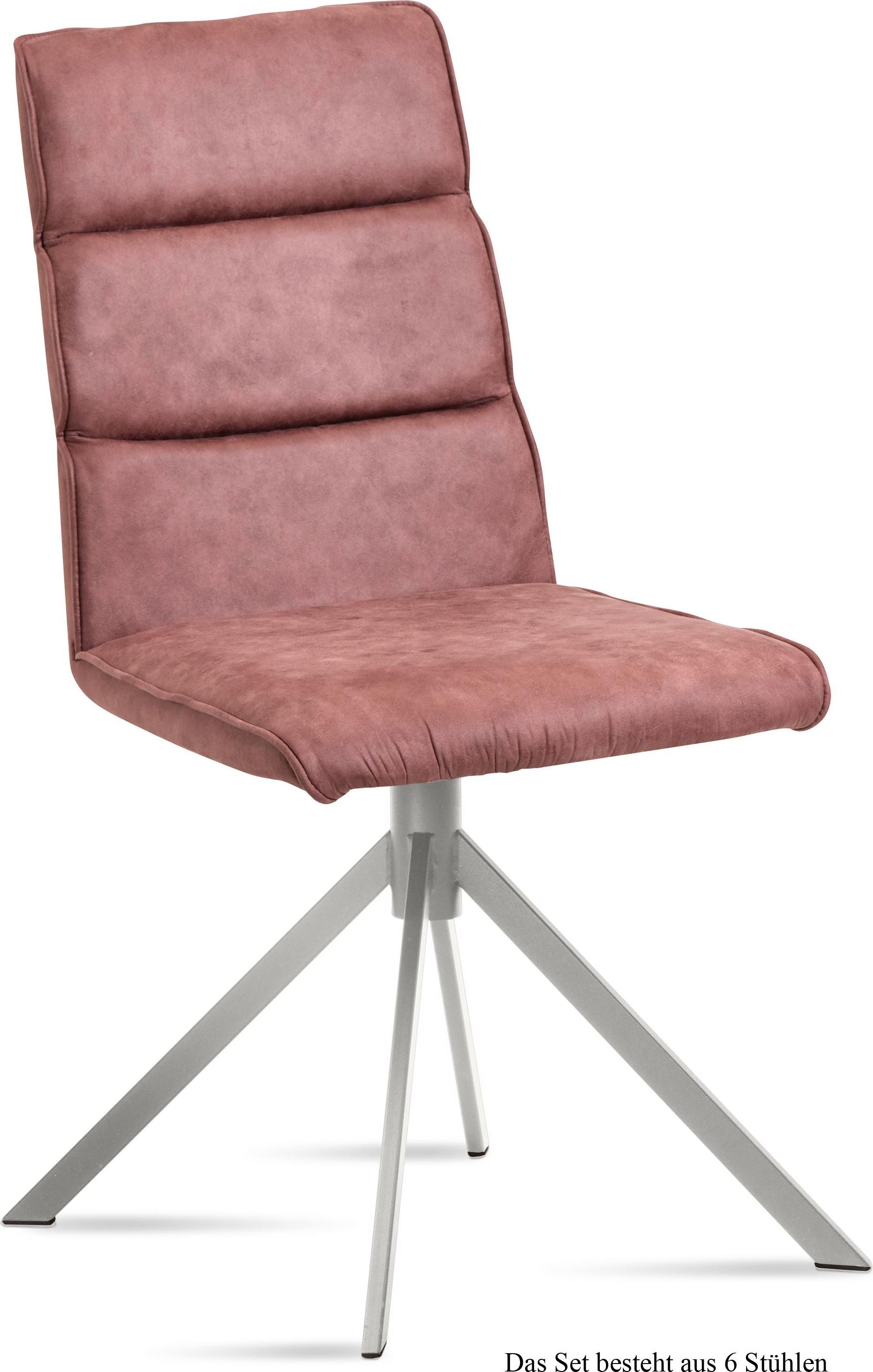 58 aufm Kessel Esszimmerstuhl (6er-Set) Dorkas 47x92x60 Edelstahl/Rosewood SW-112360-6-Macy 1670 rosewood