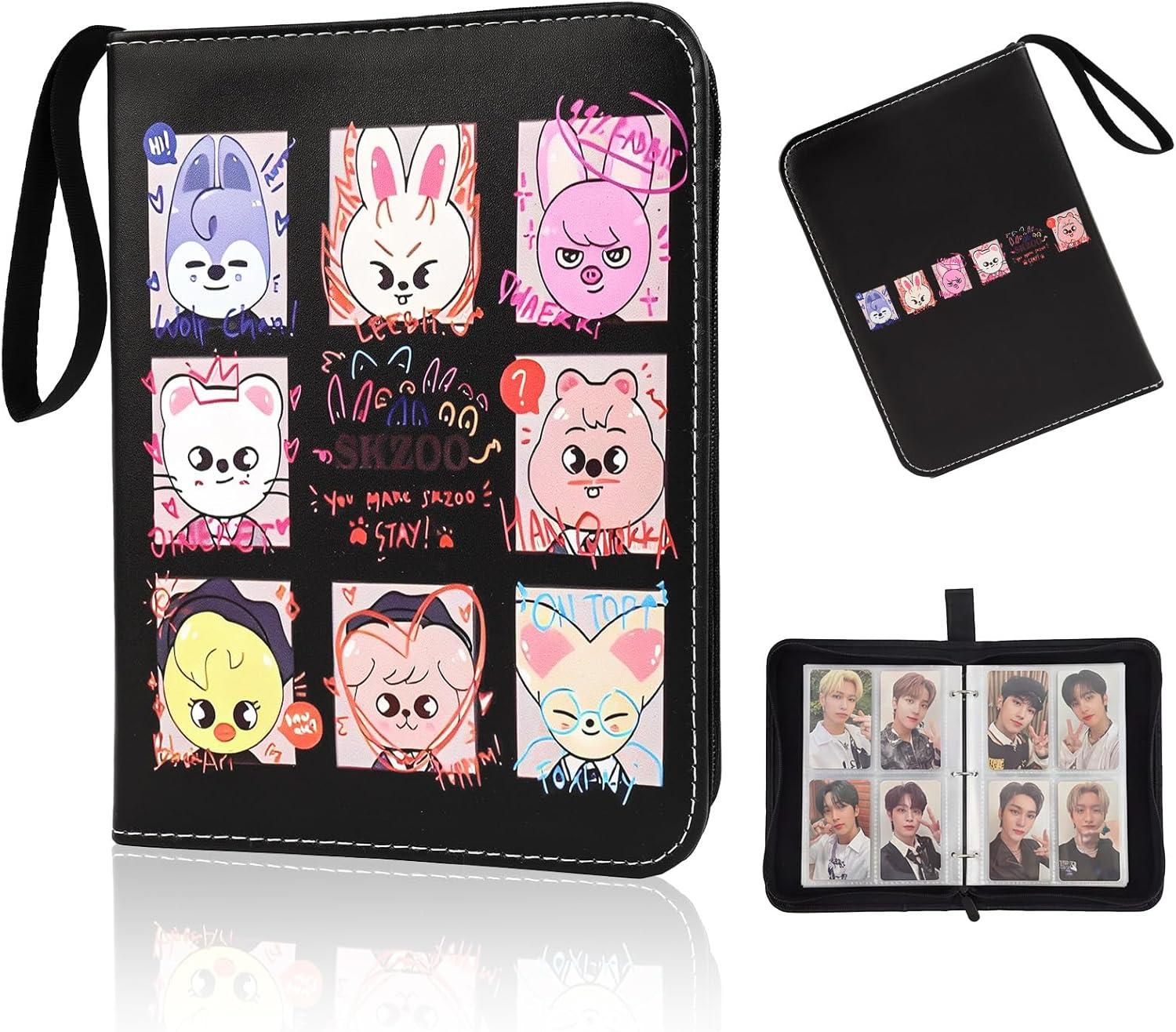 Unbranded Stay-K Sammelkarten Album 400 Taschen, kpop Photocard Binder mit 4 Fächern, Photocards Holder, Idol-Cartoon-Fotoschutzalbum, insgesamt 50 Seiten