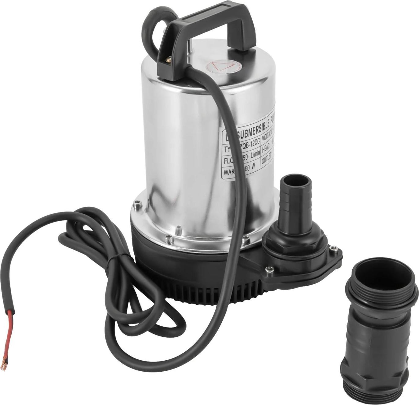 Ponorné čerpadlo na odpadovú vodu, 12V DC, 50 l/min, zástrčka EÚ, strieborná