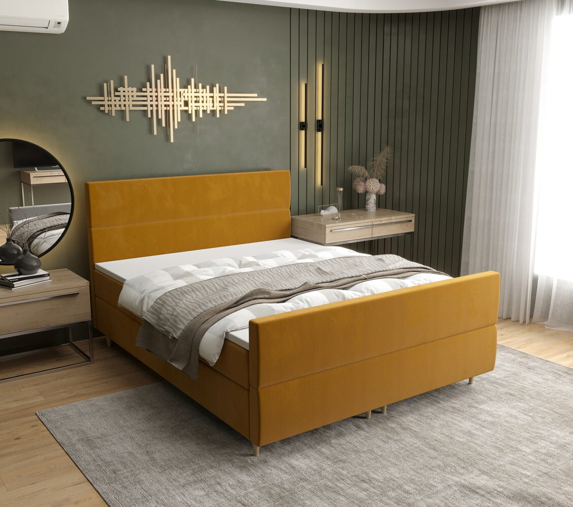 Kontinentálna manželská posteľ ANGELES PLUS - 180x200, žltá